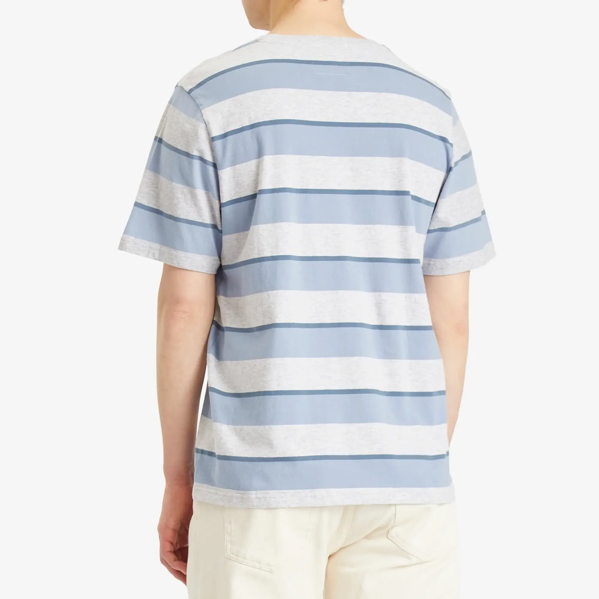 Folk Men's Melange Shadow Stripe T-Shirt Soft Blue Melange