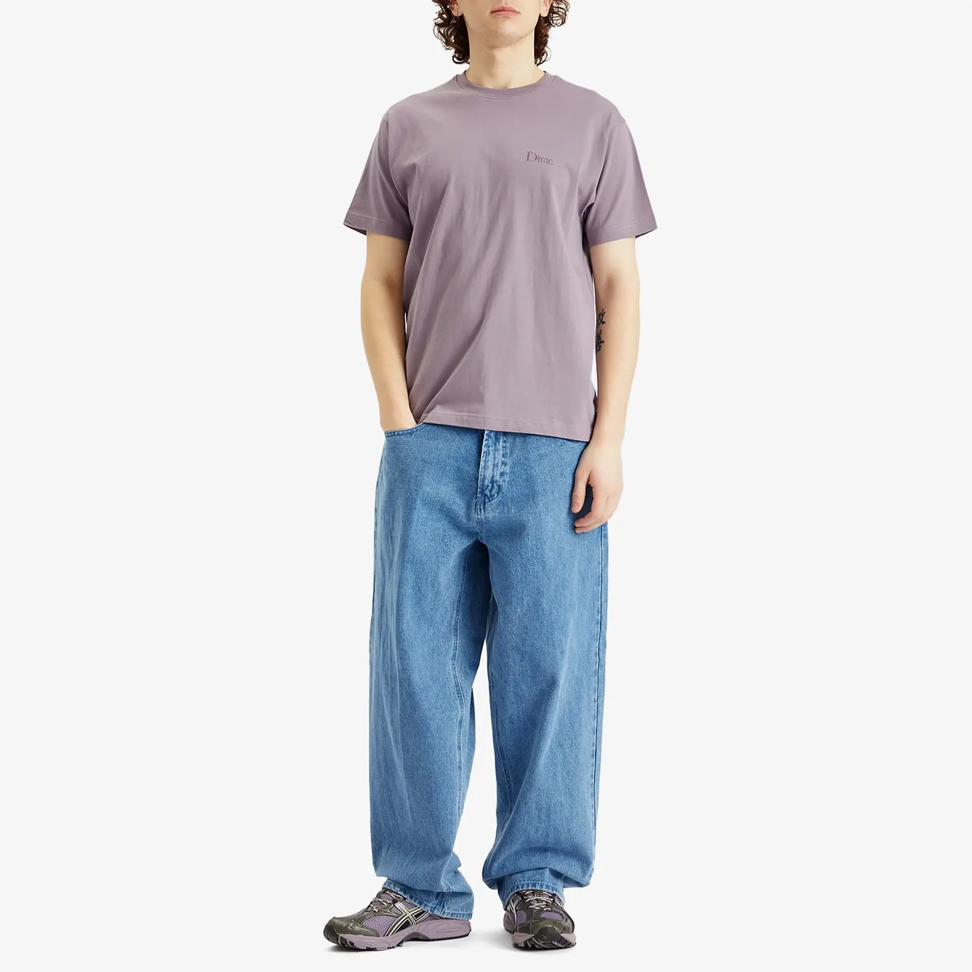 Dime Men's Classic Small Logo T-Shirt Plum Gray