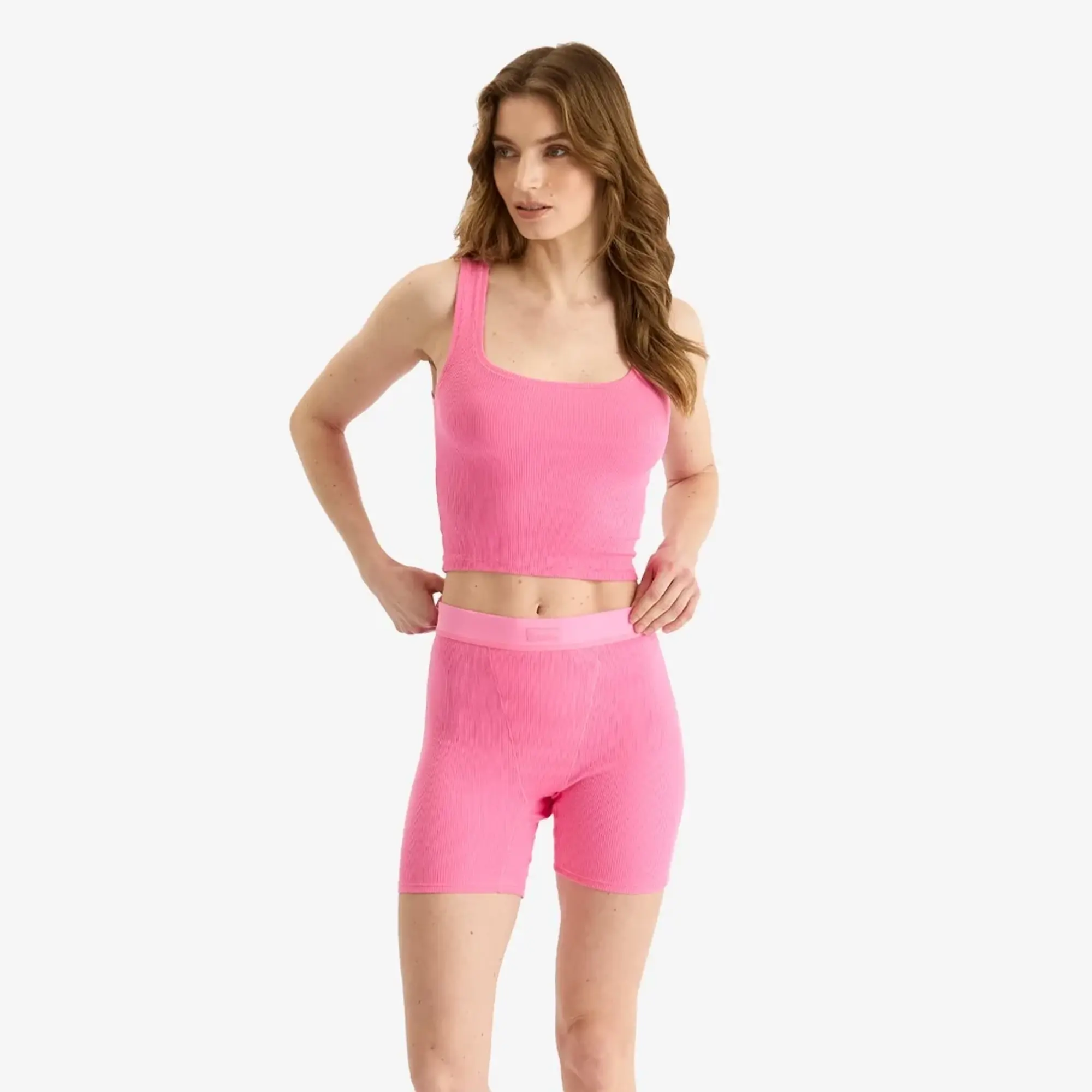 SKIMS Women's Cotton Rib Boxer - 3-Pack Sugar Pink Multi