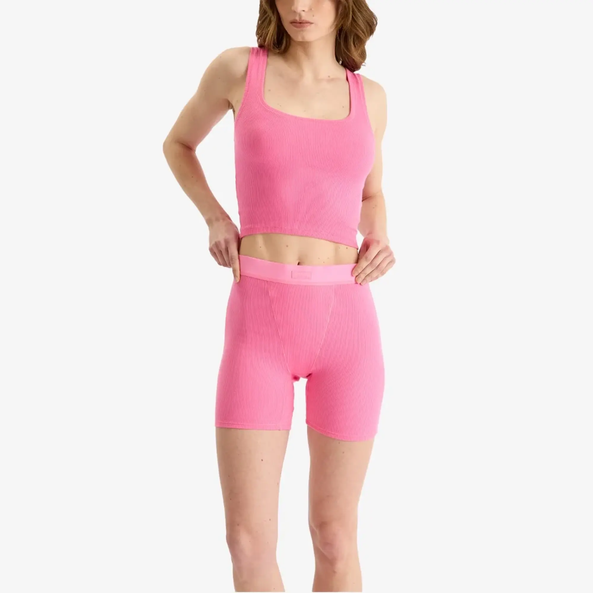 SKIMS Women's Cotton Rib Boxer - 3-Pack Sugar Pink Multi