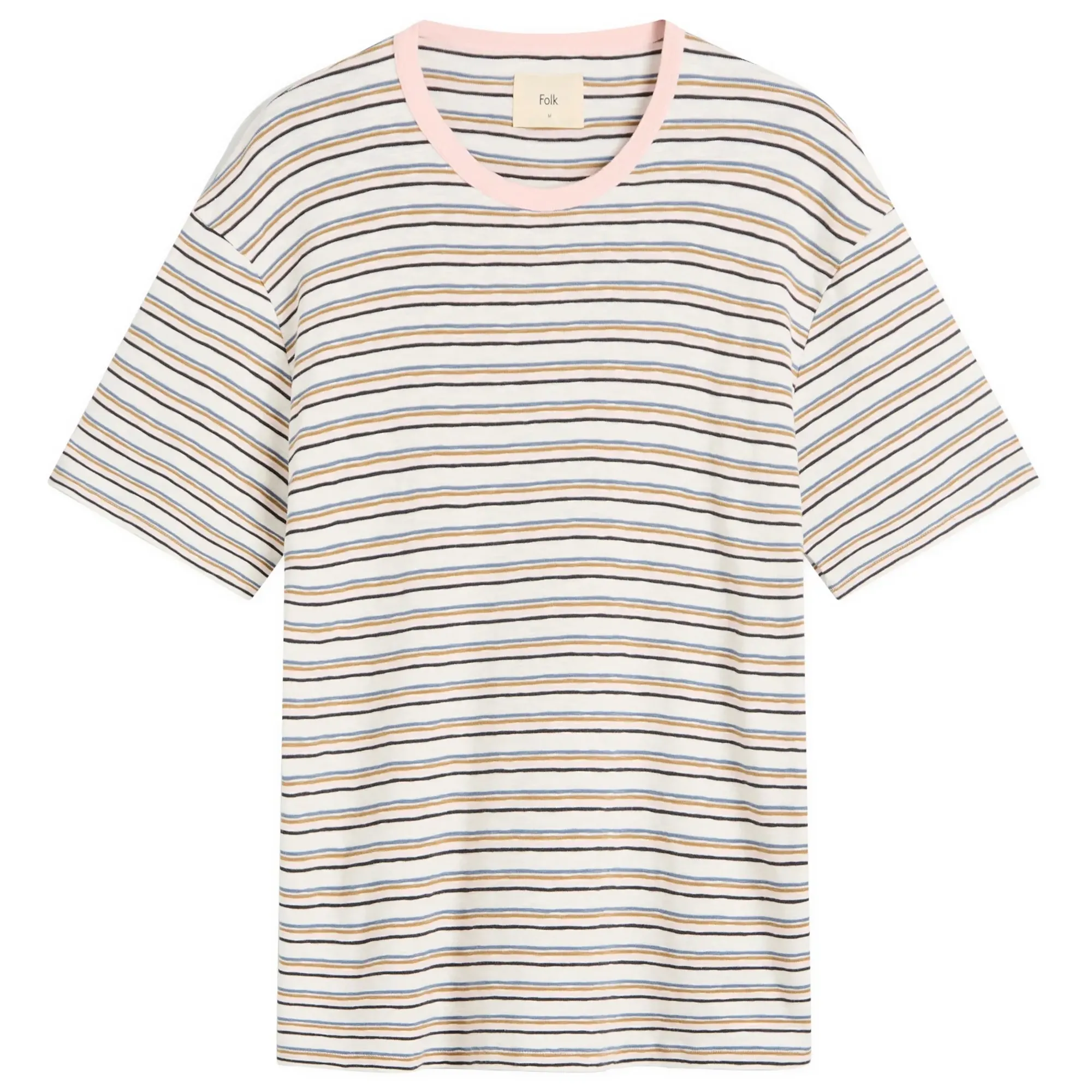 Folk Men's Multistripe T-Shirt Ecru Mix