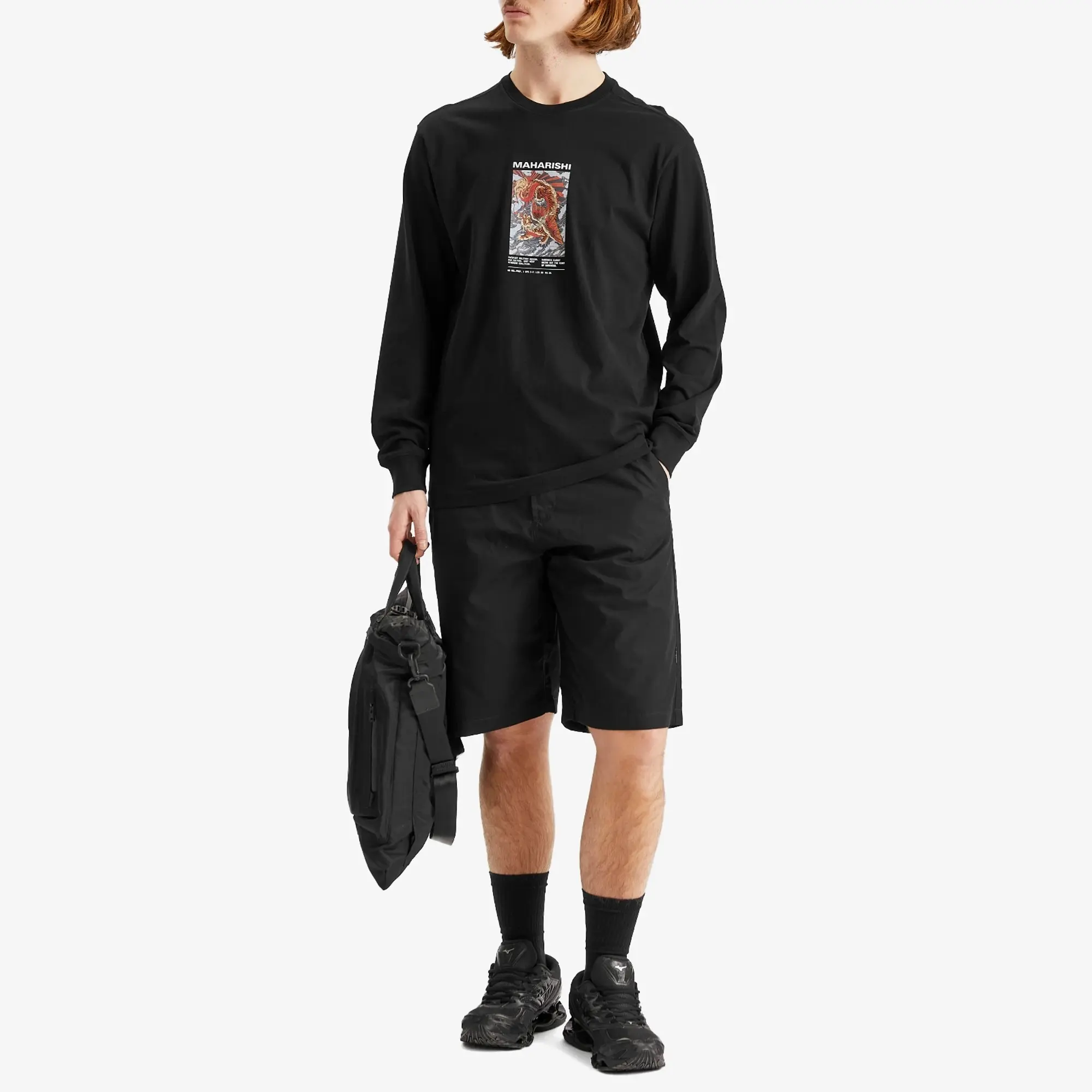 Maharishi Men's Tiger Dragon Miltype Long Sleeve T-Shirt Black