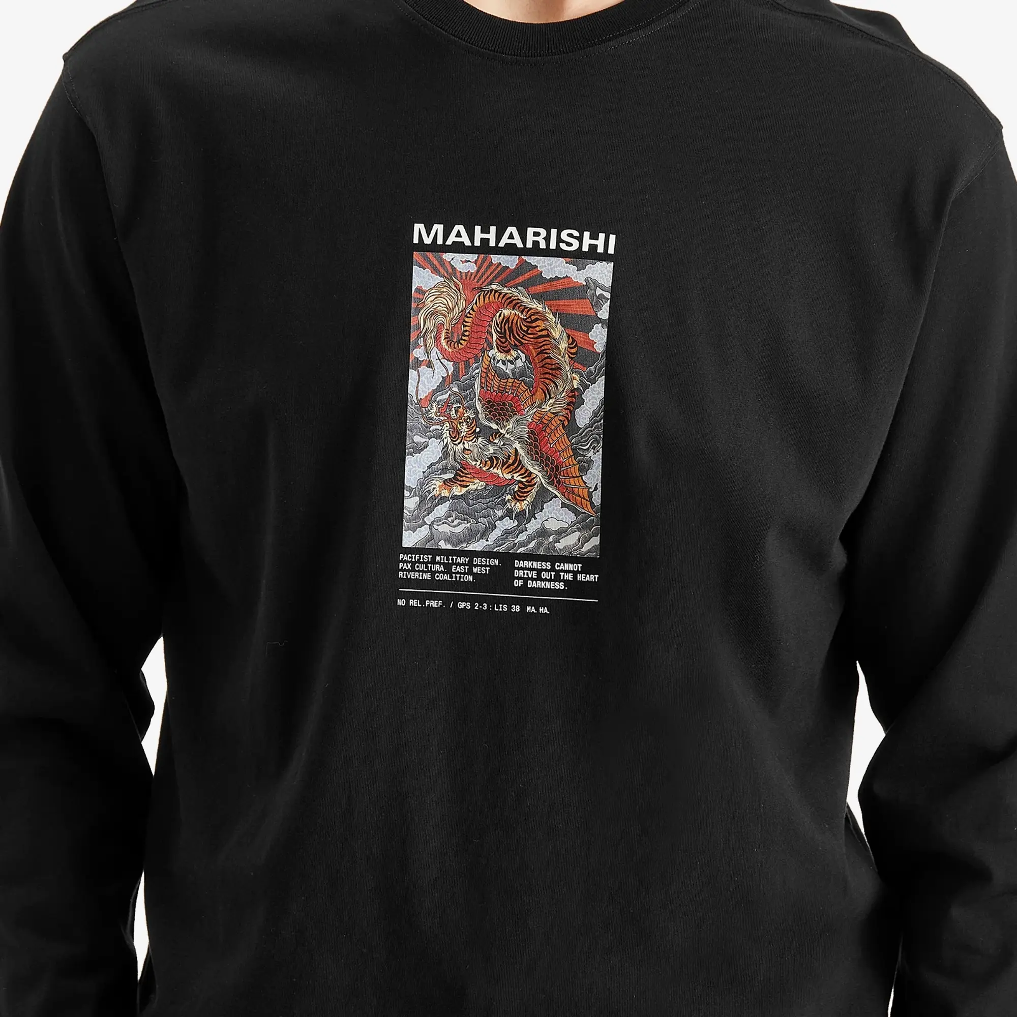 Maharishi Men's Tiger Dragon Miltype Long Sleeve T-Shirt Black