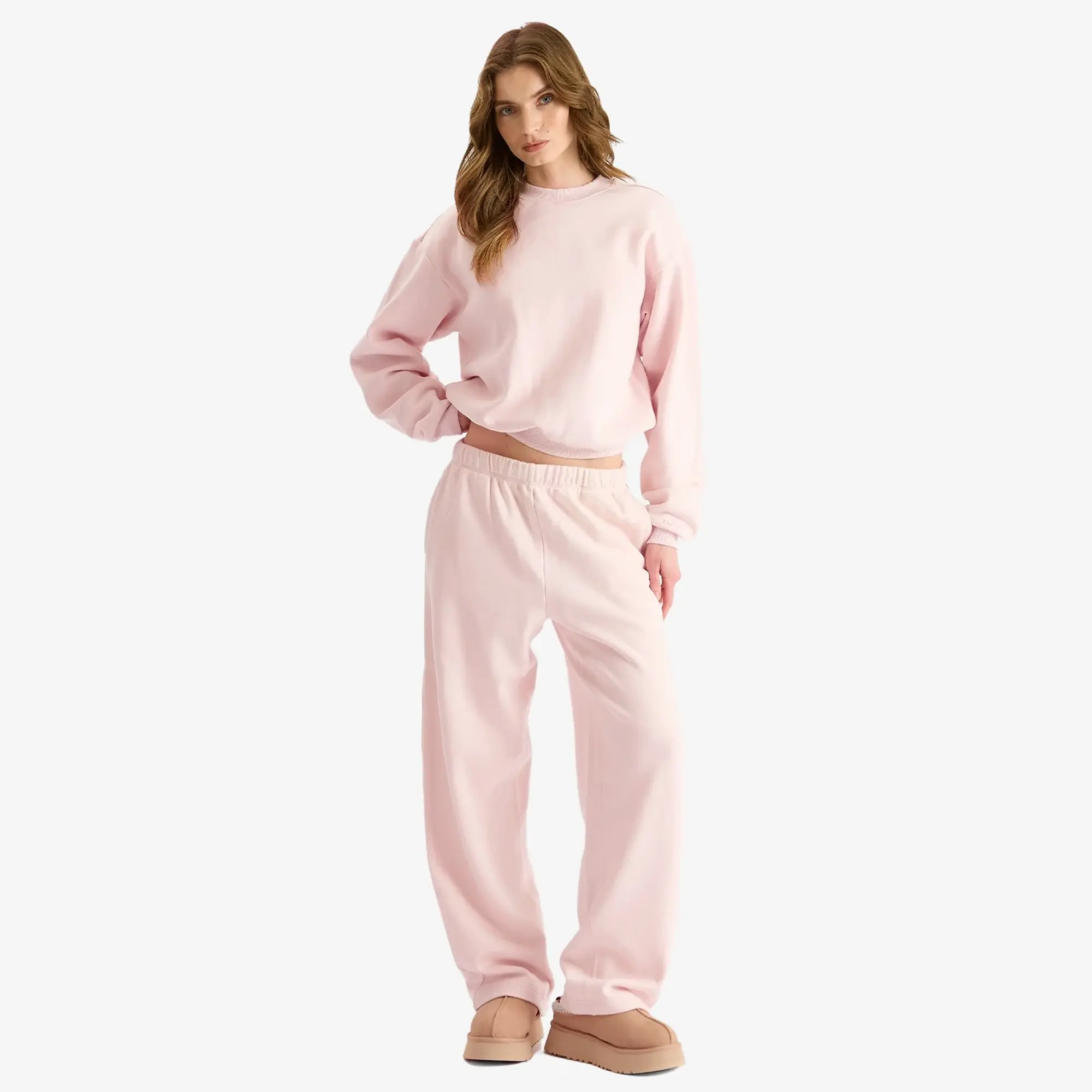 SKIMS Women's Cotton Fleece Classic Crew Sweatshirt Barely Pink