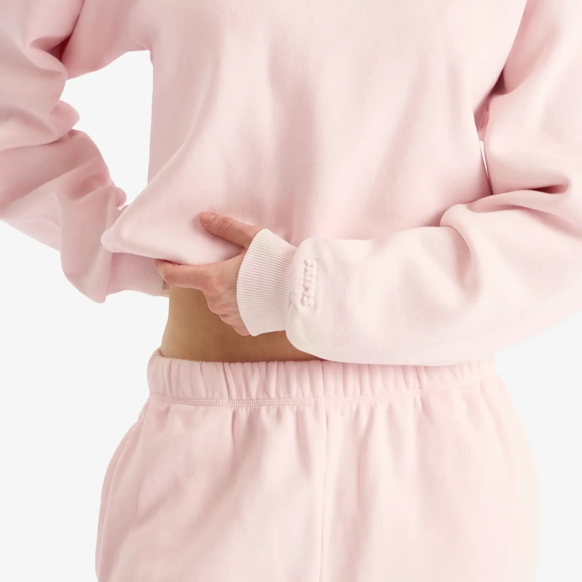 SKIMS Women's Cotton Fleece Classic Crew Sweatshirt Barely Pink