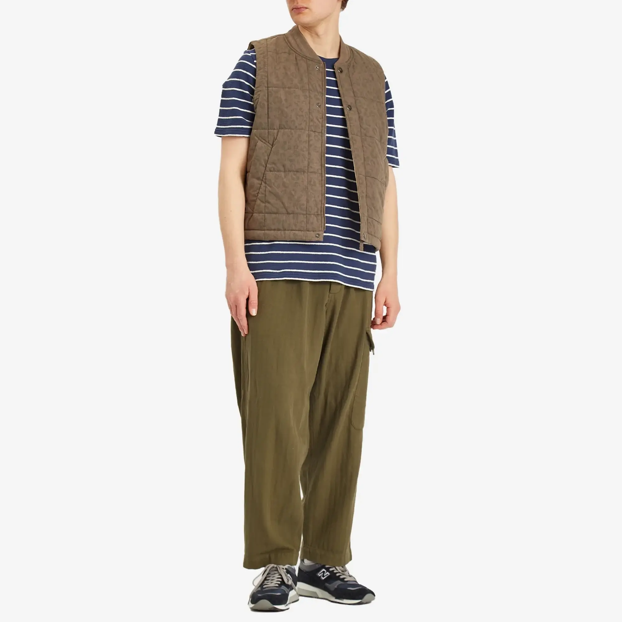 Folk Men's Textured Stripe T-Shirt Soft Navy/Ecru