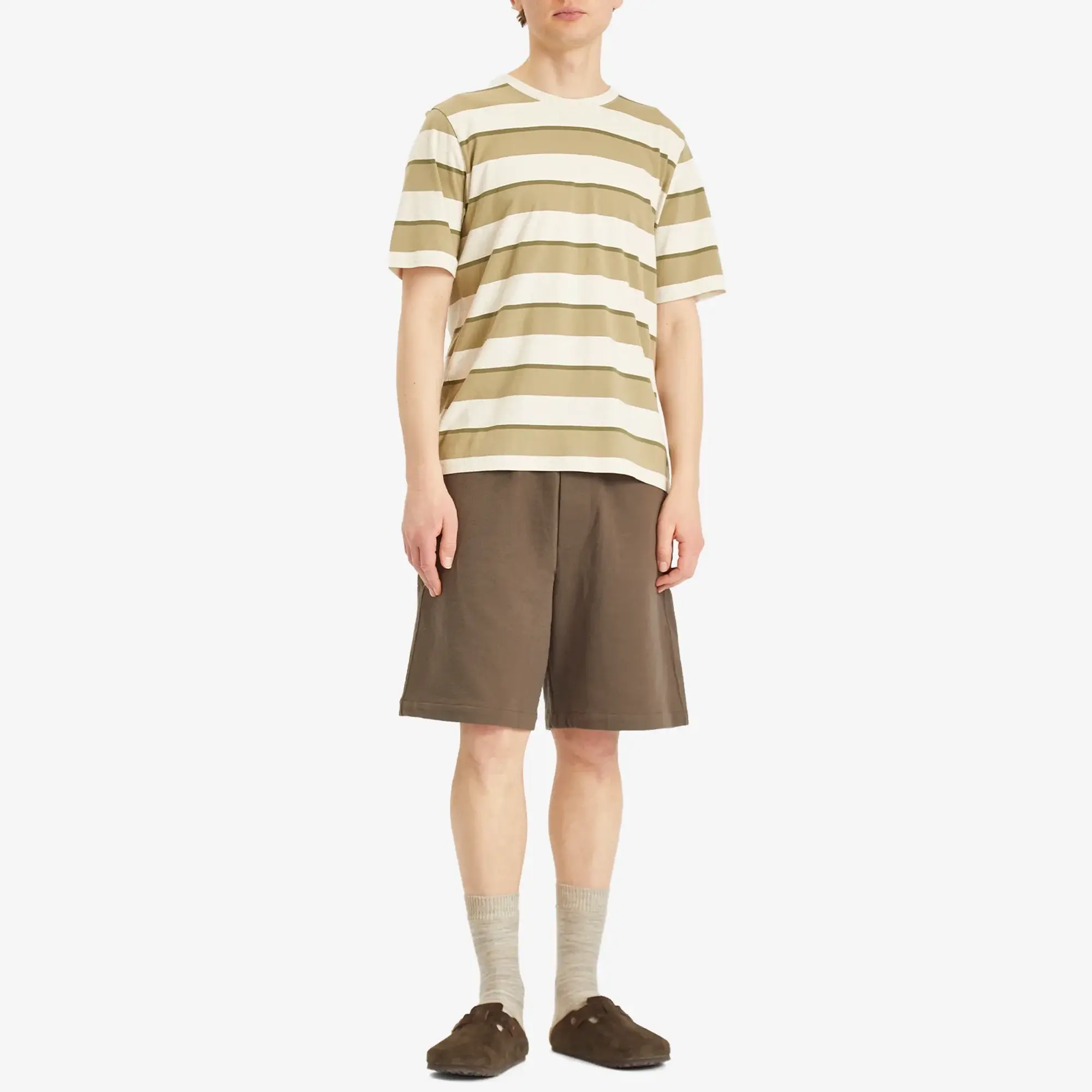 Folk Men's Melange Shadow Stripe T-Shirt Light Sage Melange
