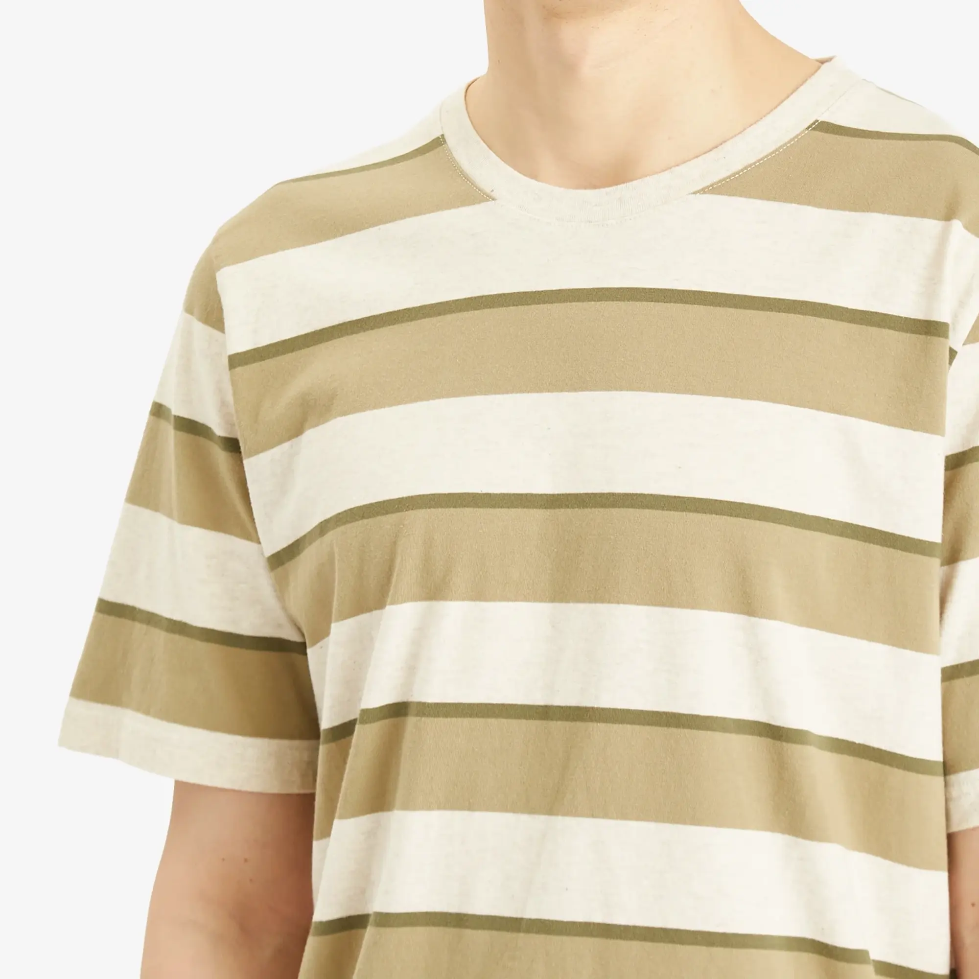 Folk Men's Melange Shadow Stripe T-Shirt Light Sage Melange