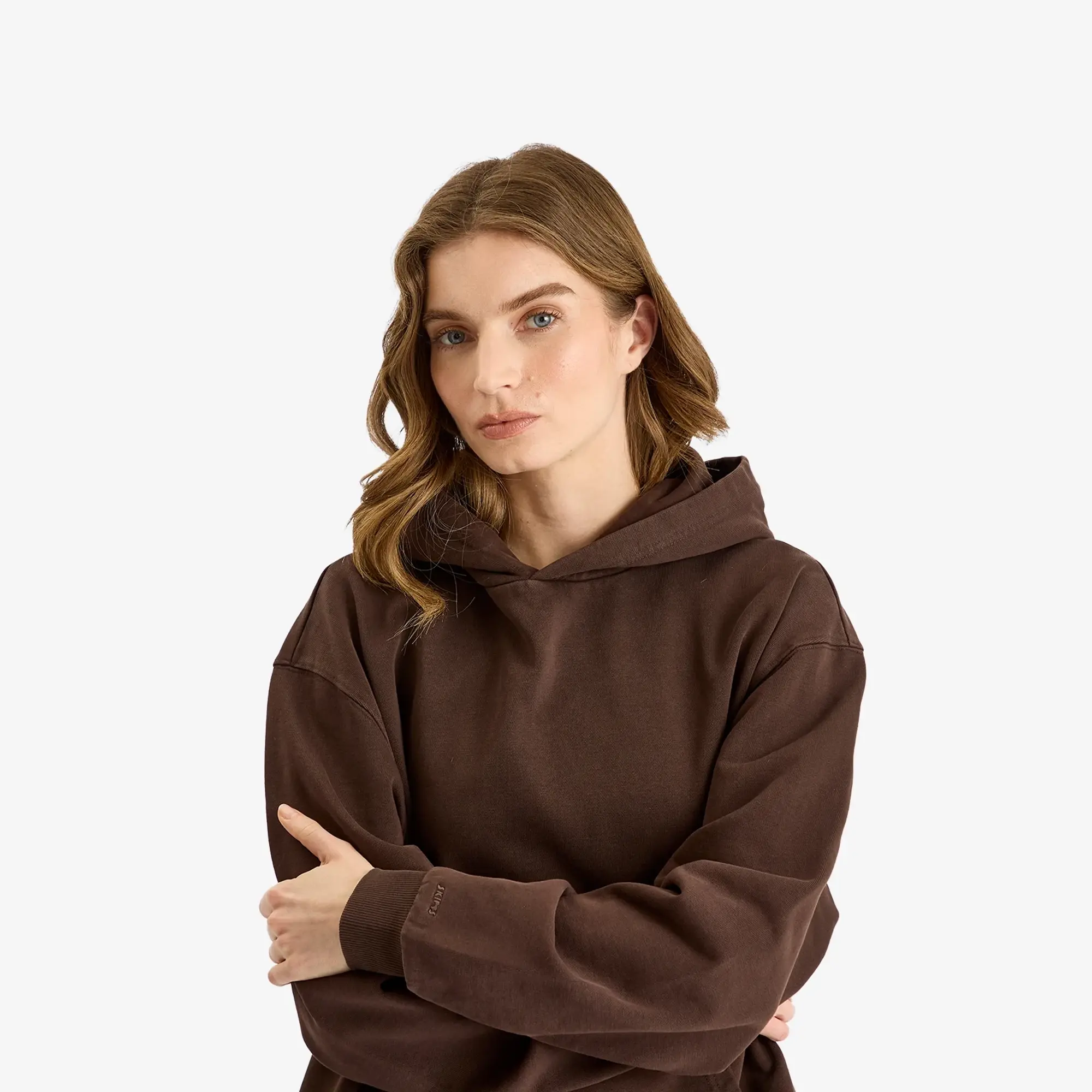 SKIMS Women's Boyfriend Fleece Pullover Hoodie Espresso
