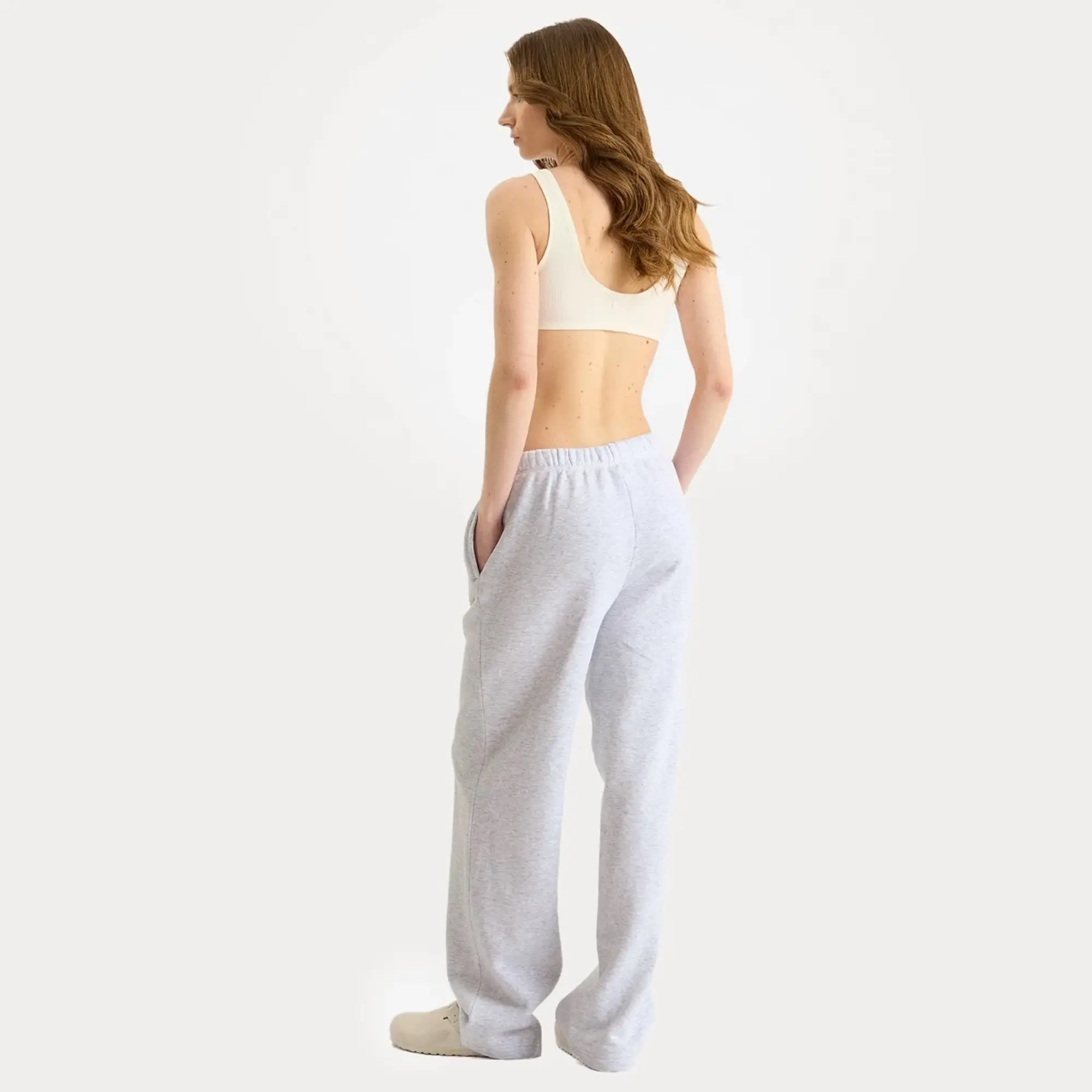 SKIMS Women's Cotton Fleece Classic Straight Leg Pant Light Heather Grey