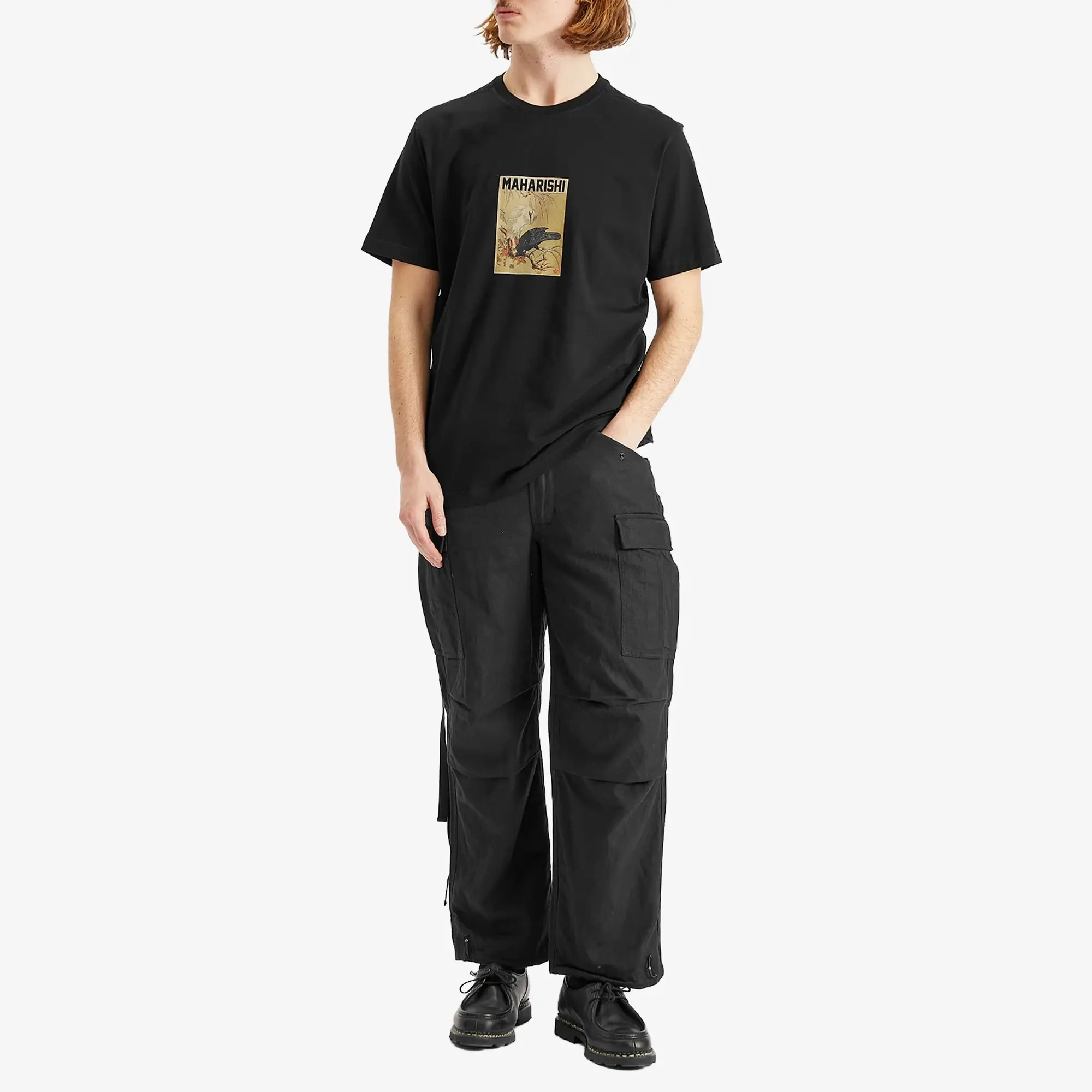 Maharishi Men's Black Crow White Heron T-Shirt
