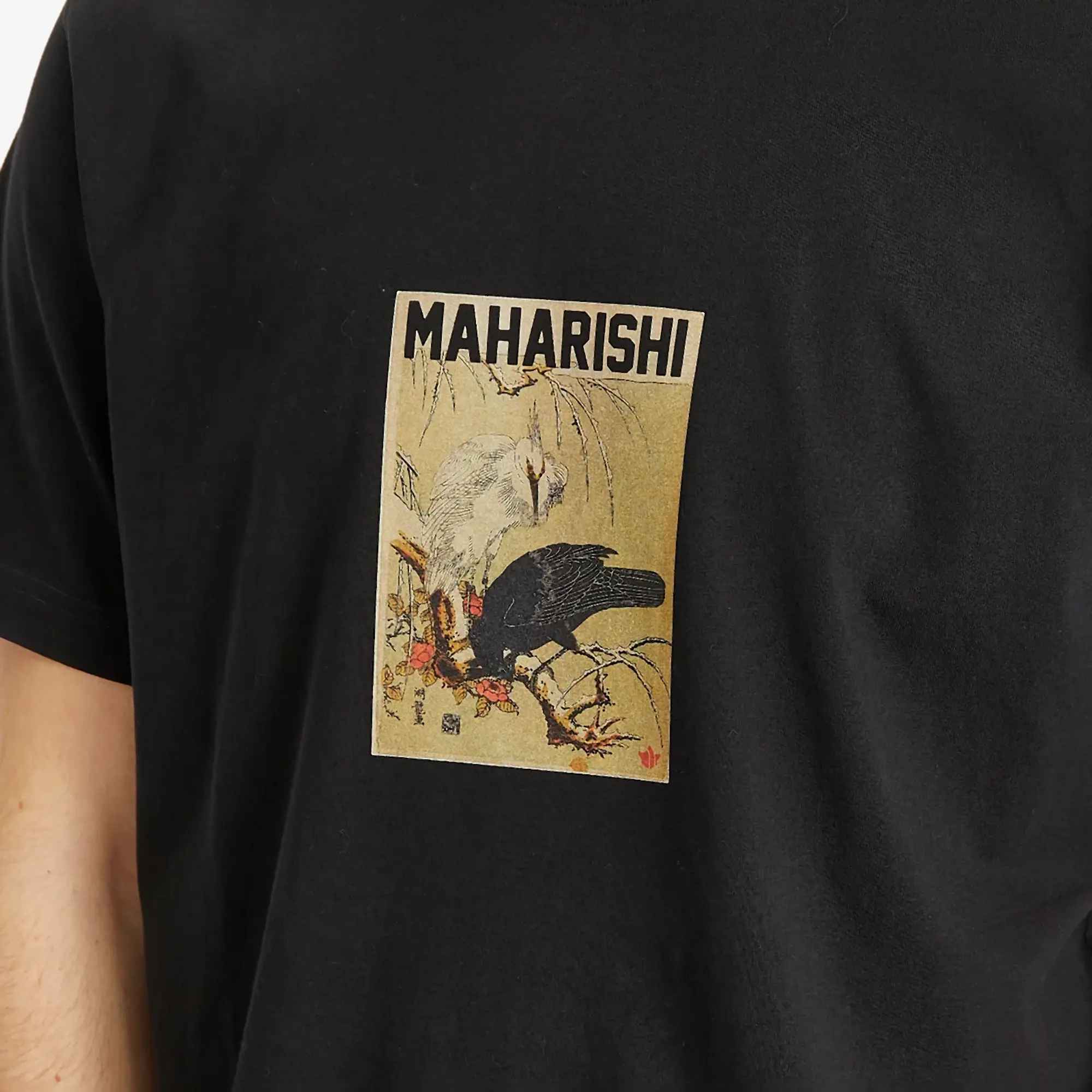 Maharishi Men's Black Crow White Heron T-Shirt