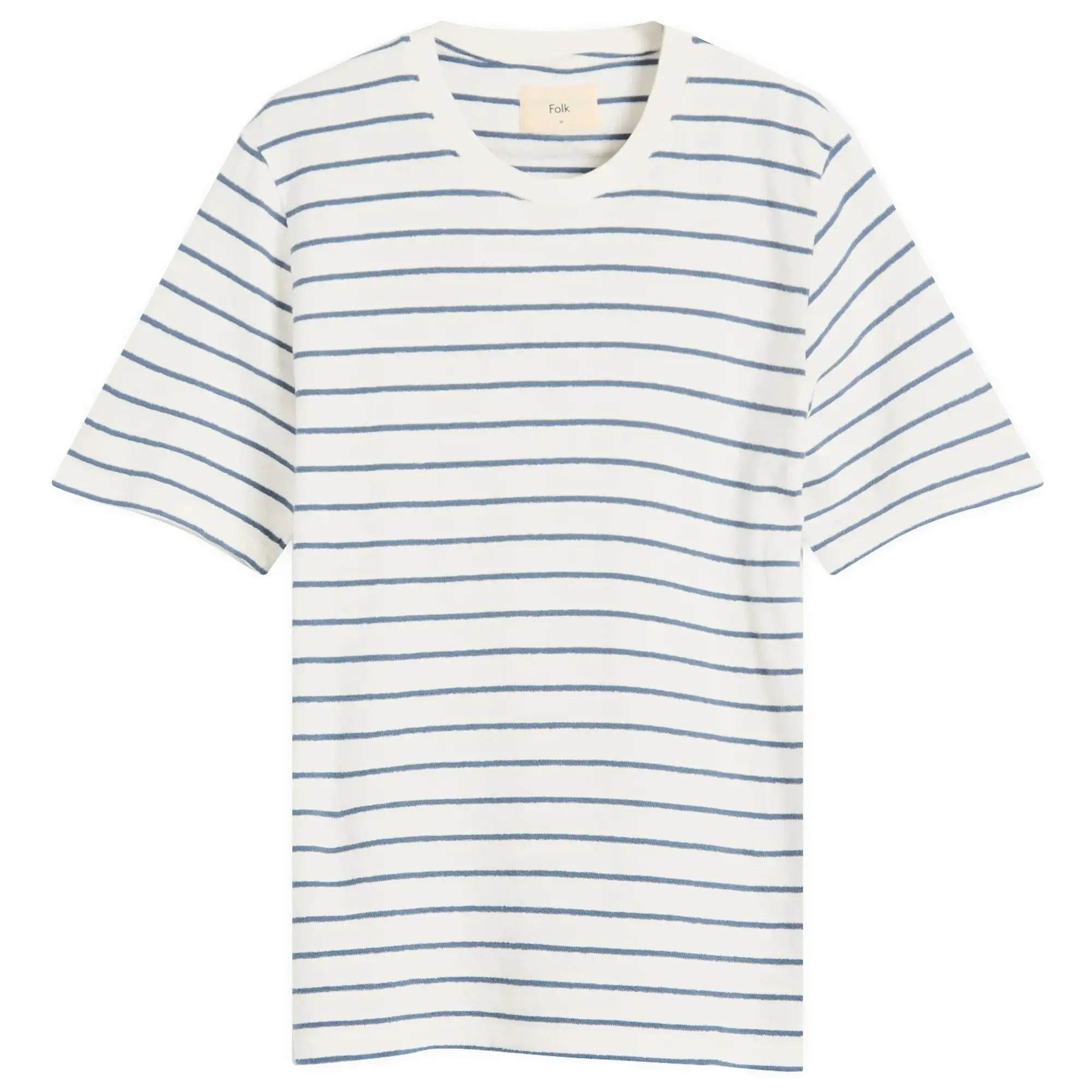 Folk Men's Textured Stripe T-Shirt Off White/Soft Blue