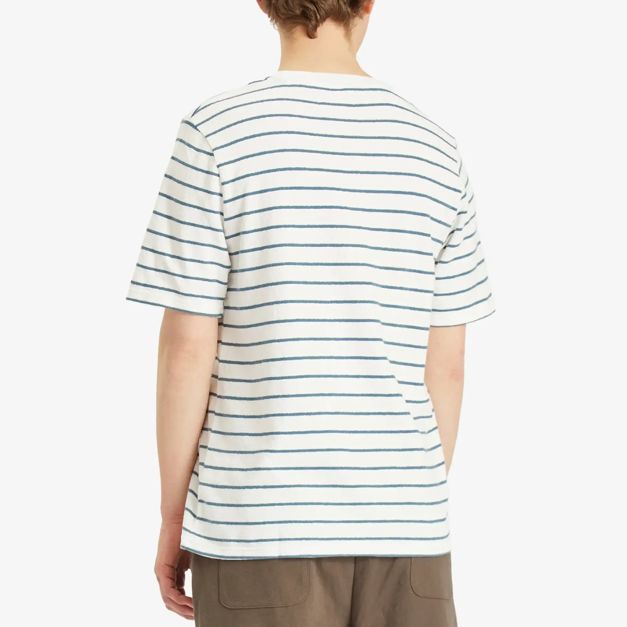 Folk Men's Textured Stripe T-Shirt Off White/Soft Blue