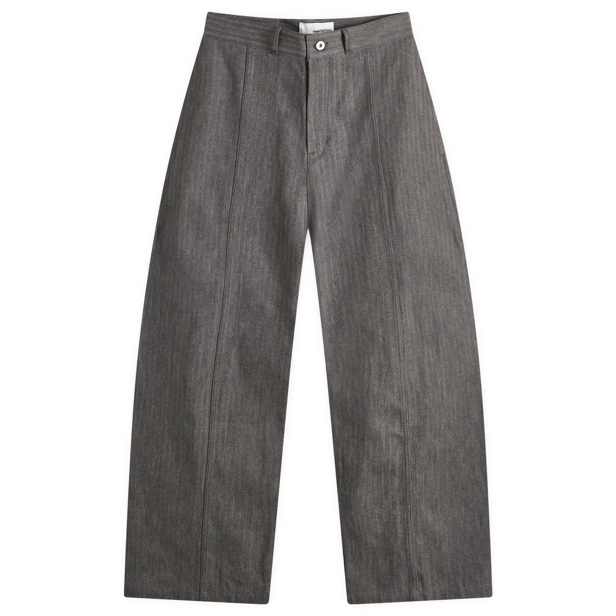 Sage Nation Men's Herringbone Welt Trousers Dark Grey Herringbone