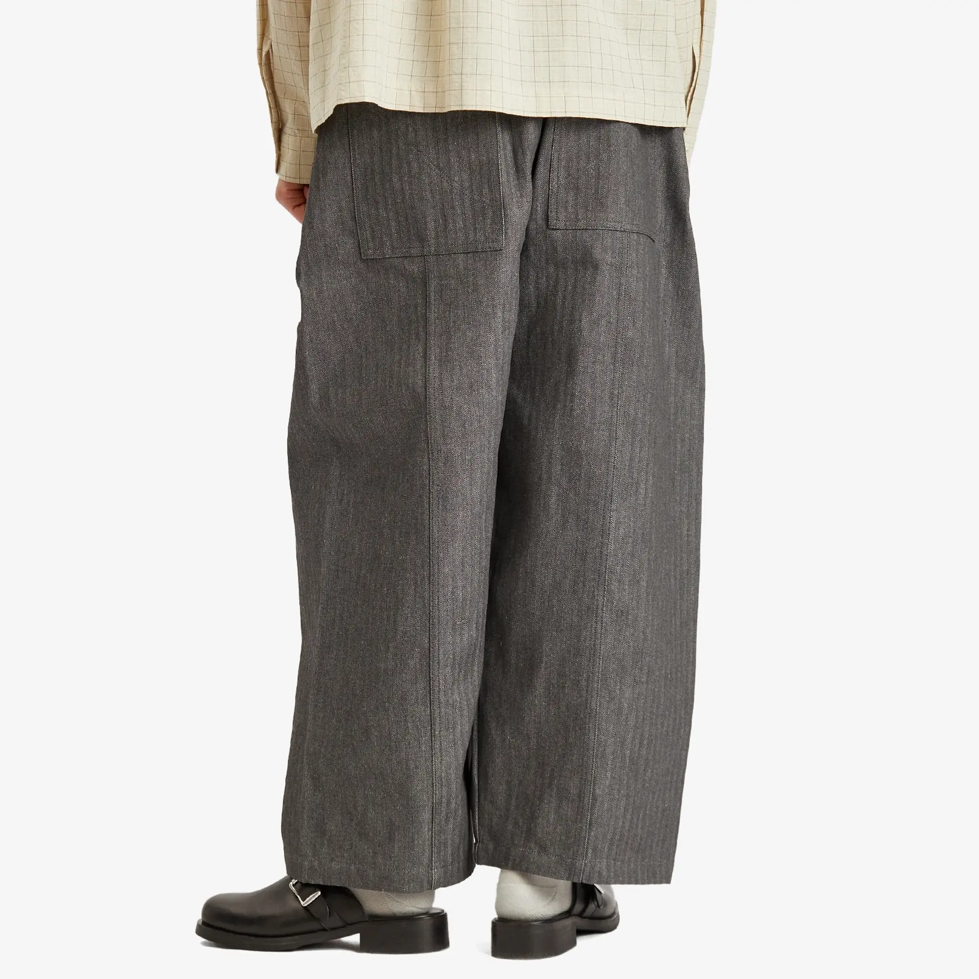 Sage Nation Men's Herringbone Welt Trousers Dark Grey Herringbone