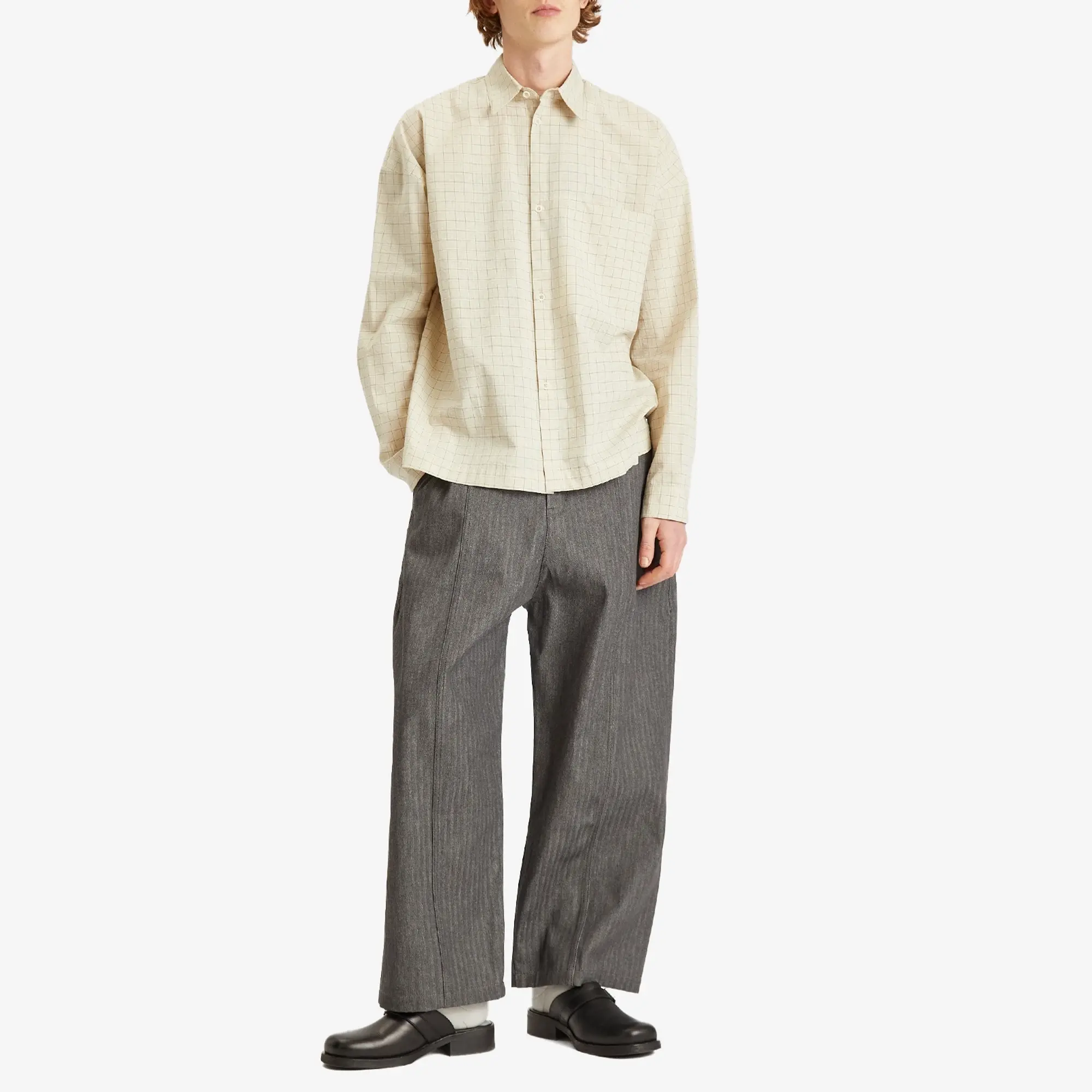 Sage Nation Men's Herringbone Welt Trousers Dark Grey Herringbone