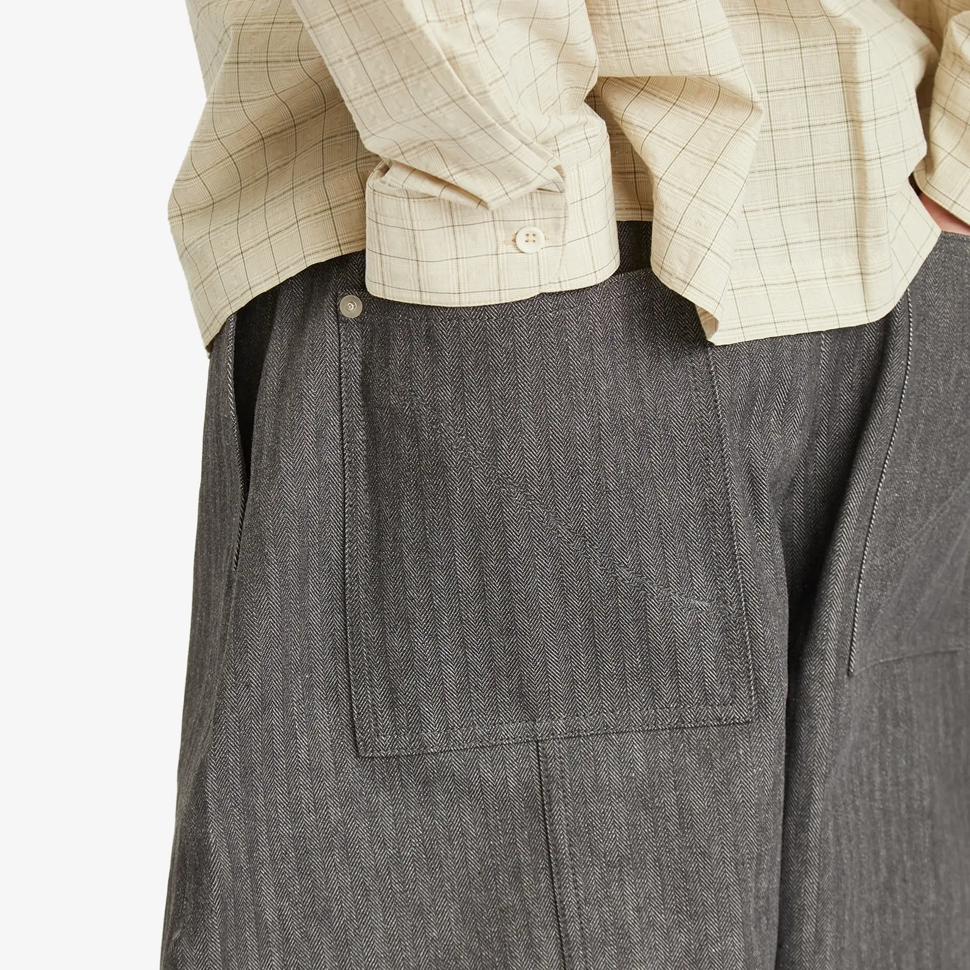Sage Nation Men's Herringbone Welt Trousers Dark Grey Herringbone