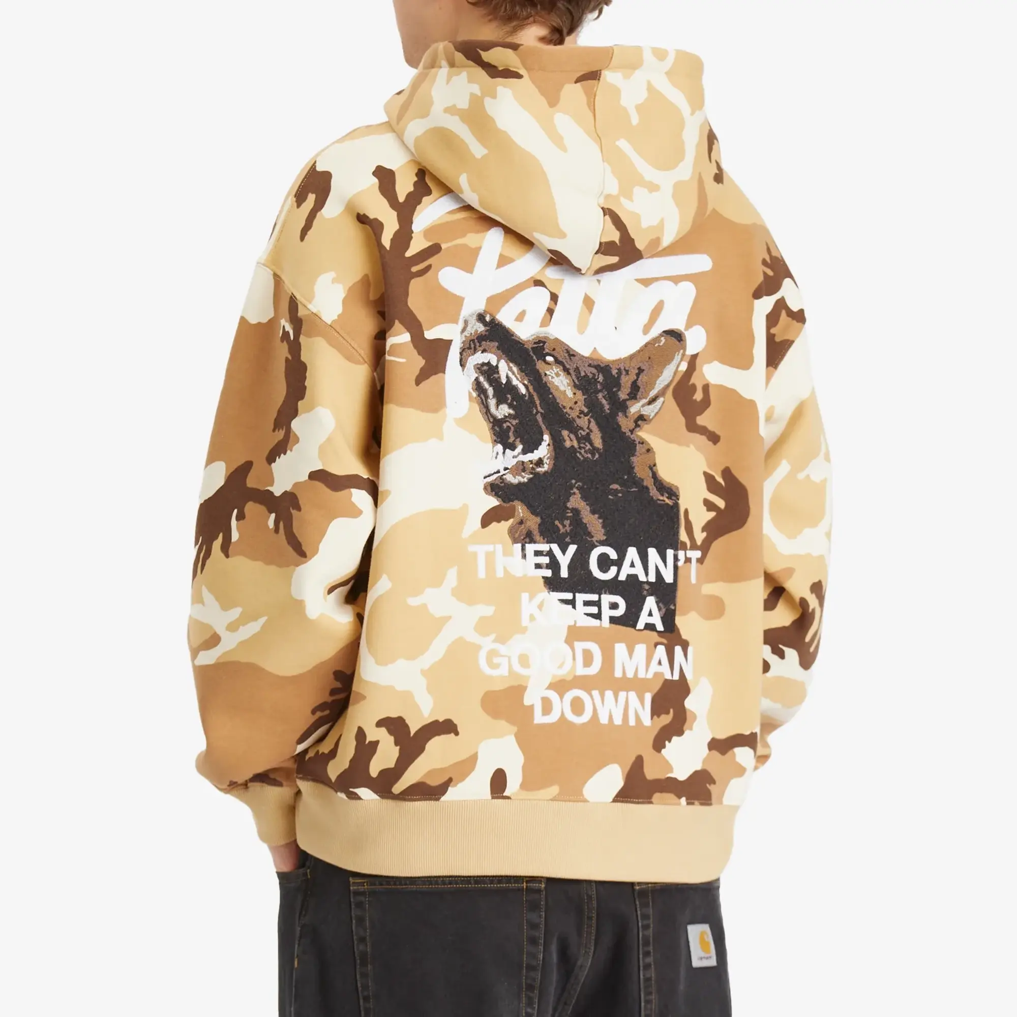 Sweatshirt Patta Bark Woodland Camo Boxy Hooded Sweater Unisex Sand Dollar Xl