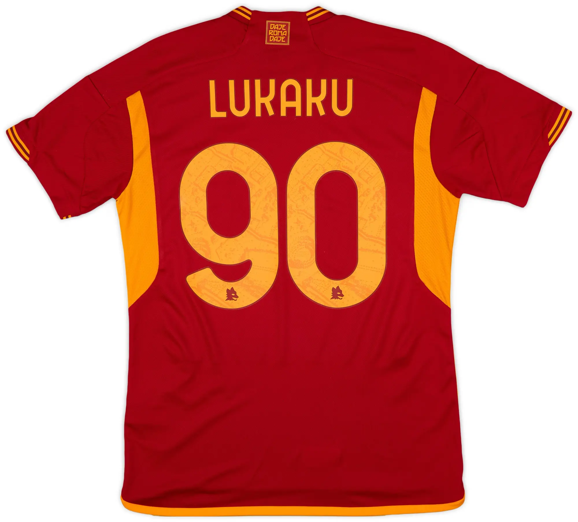 adidas 2023-24 Roma Home Shirt Lukaku #90 (M)