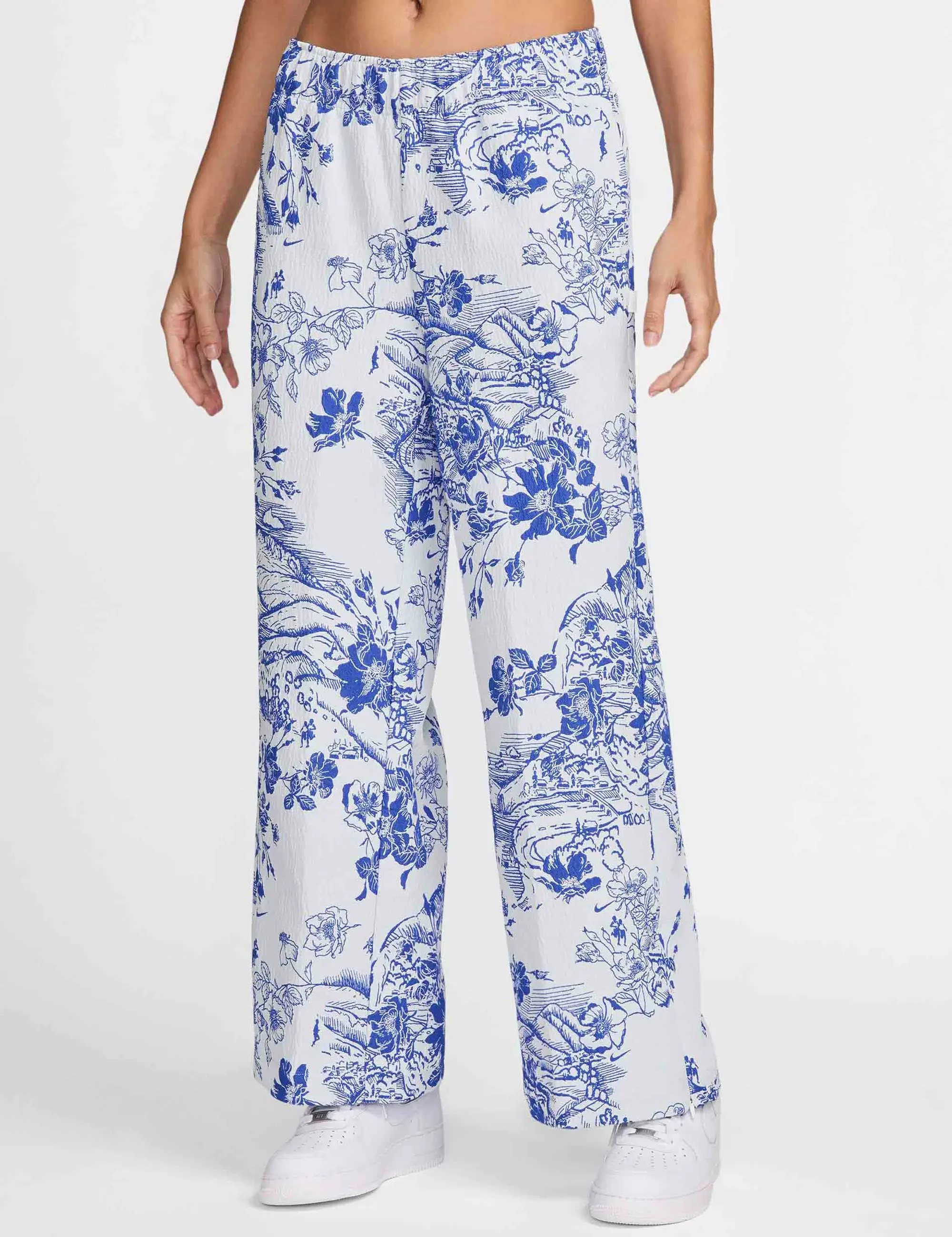 Pants Nike Sportswear Collection Women's Mid-Rise Jacquard Track Pants White/ Hyper Royal/ White S