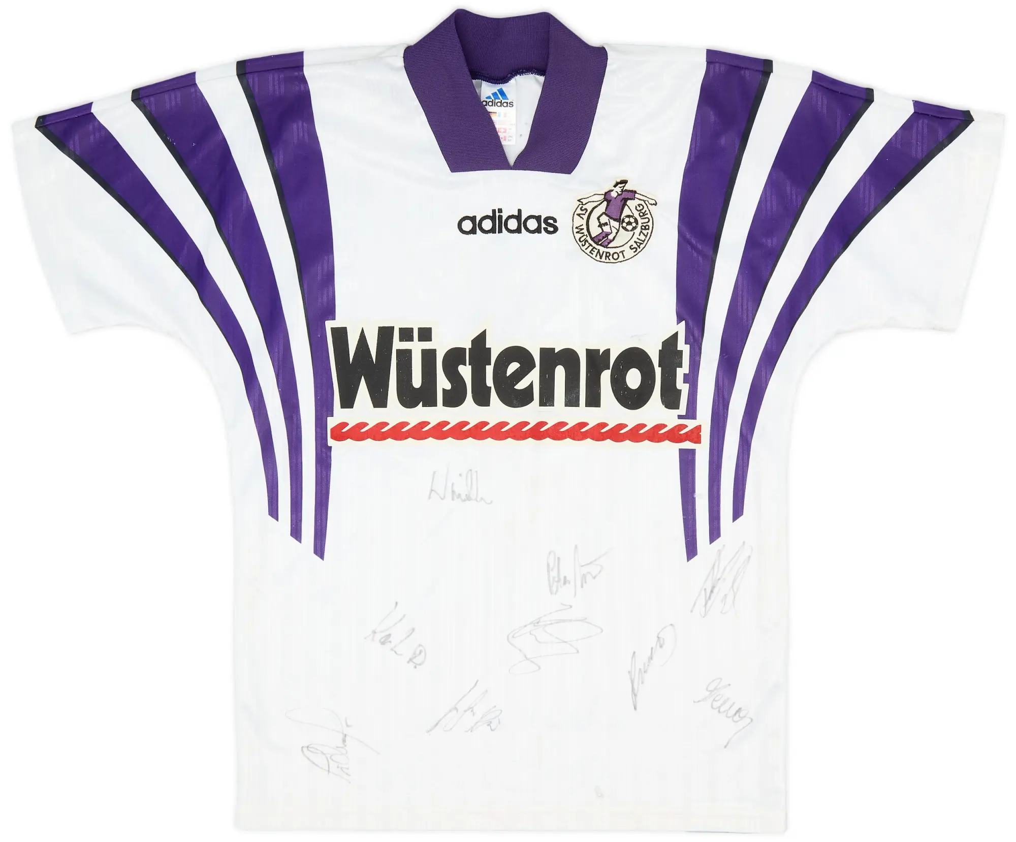 adidas 1996-97 Casino Salzburg Squad Signed Home Shirt - 4/10 - (S)