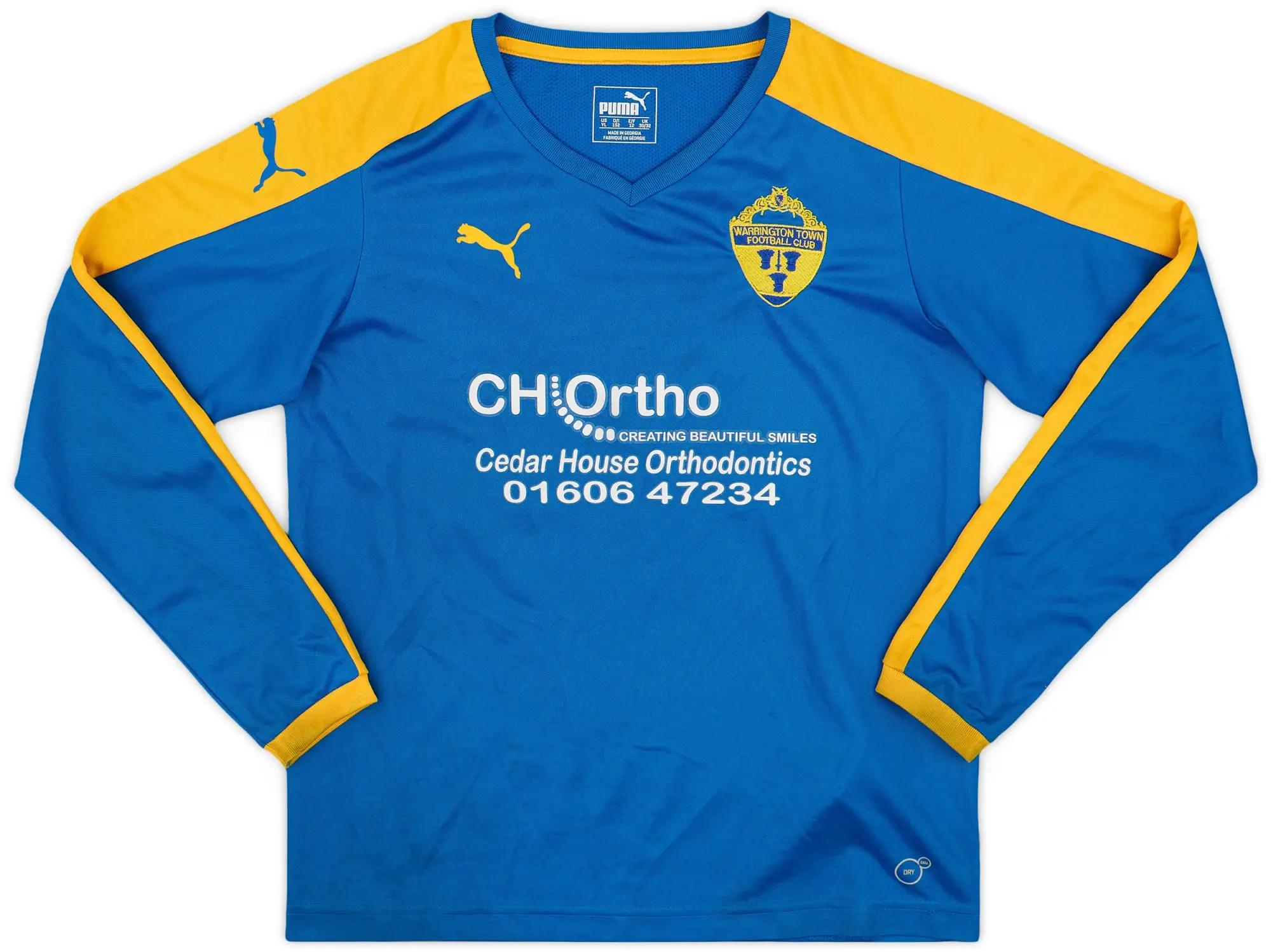 Puma 2010s Warrington Town Youth Home L/S Shirt #41 - 9/10 - (M.Boys)