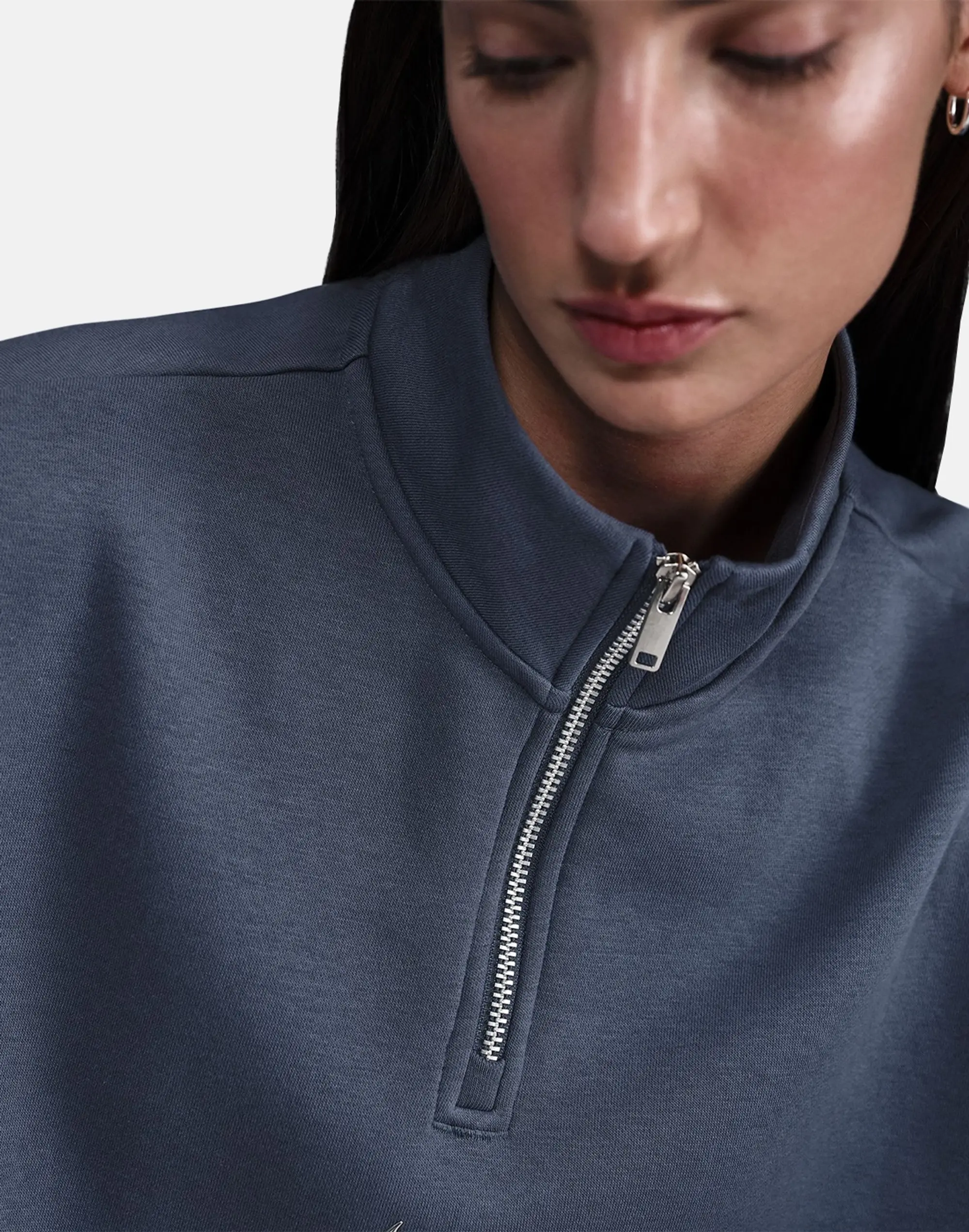 Women's Nike Nsw Fleece Half Zip Top in Blue