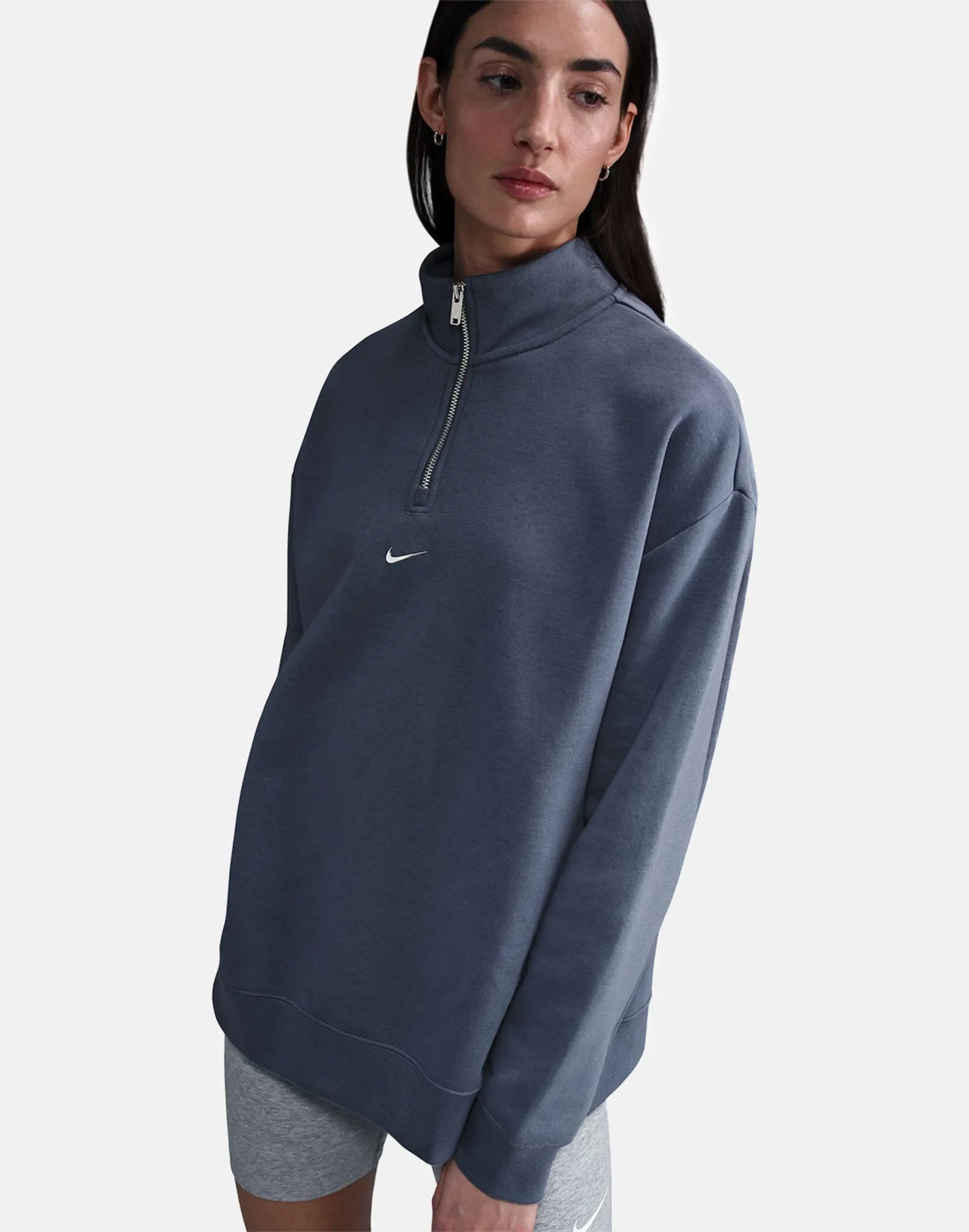Women's Nike Nsw Fleece Half Zip Top in Blue