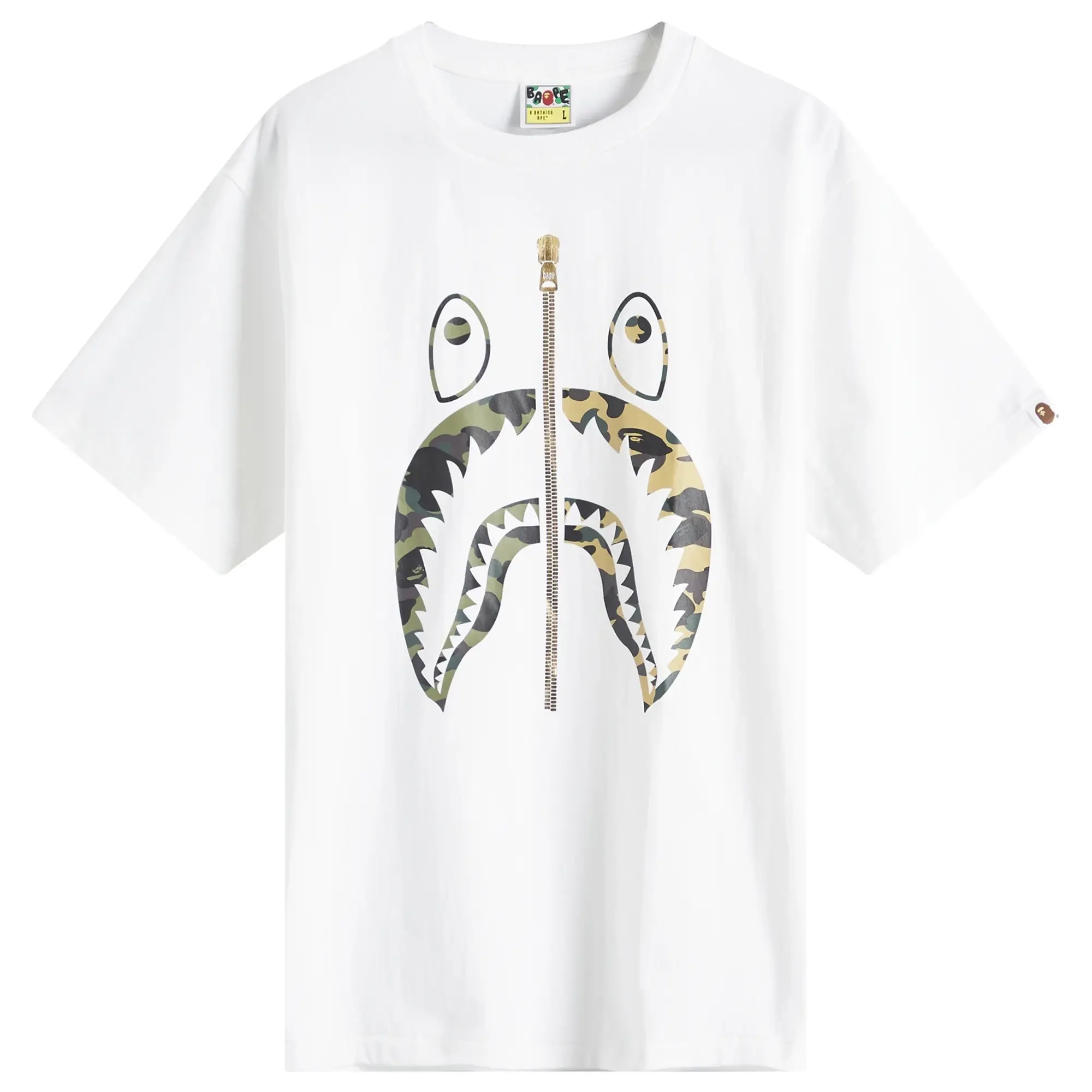 A Bathing Ape Men's 1St Camo Separate Shark Tee White