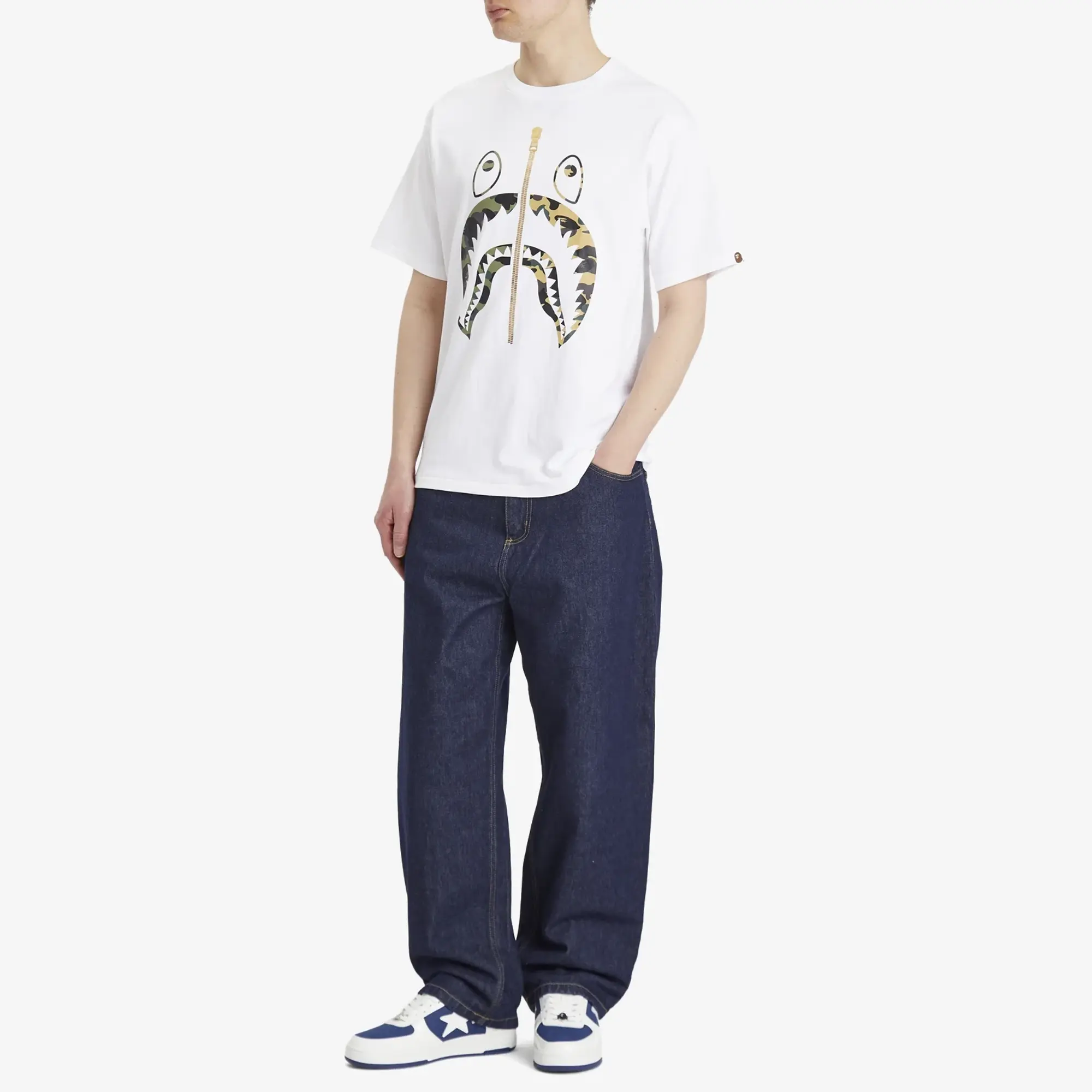 A Bathing Ape Men's 1St Camo Separate Shark Tee White