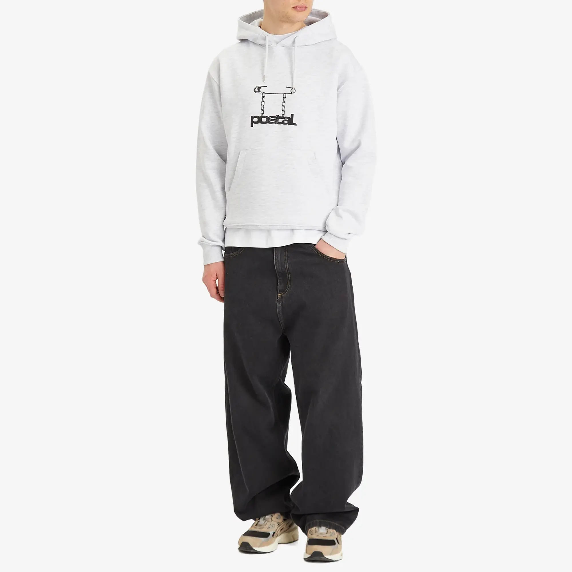POSTAL Men's Safety Pin Hoodie Marl Grey