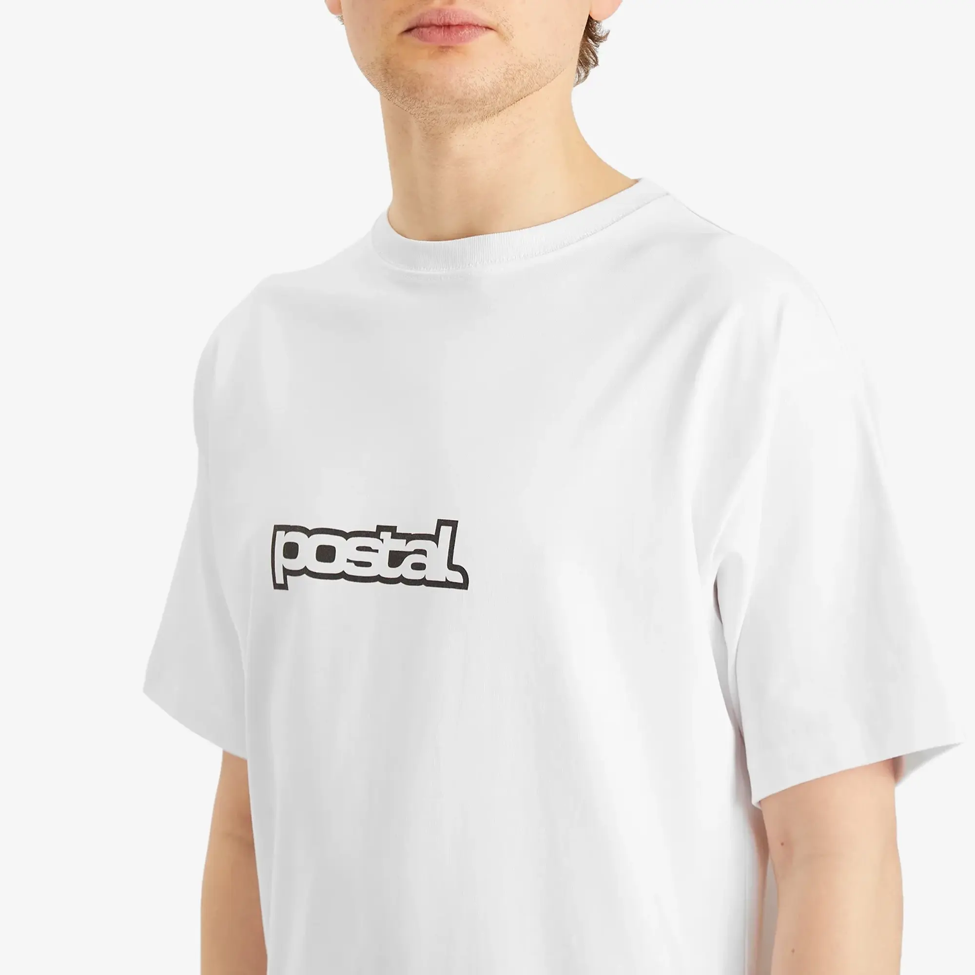 POSTAL Men's Bold Outline Logo T-Shirt White