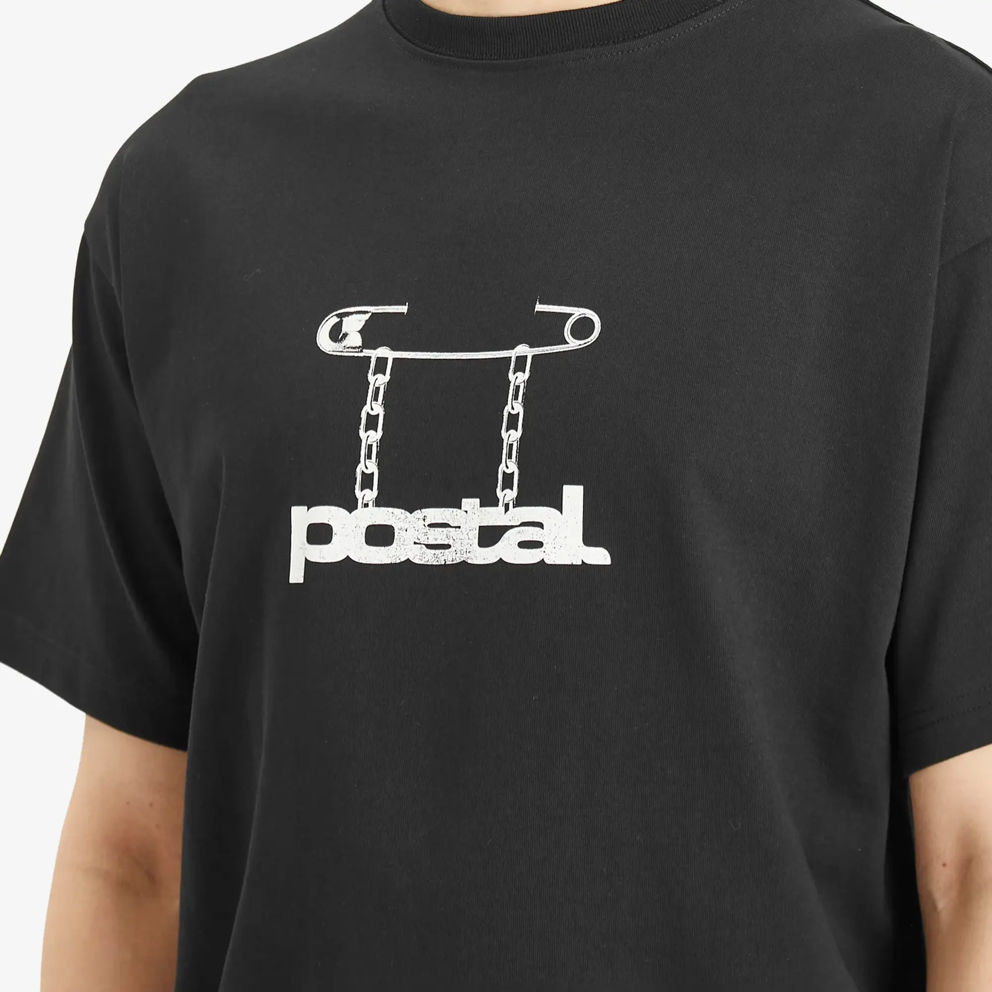 POSTAL Men's Safety Pin T-Shirt Black