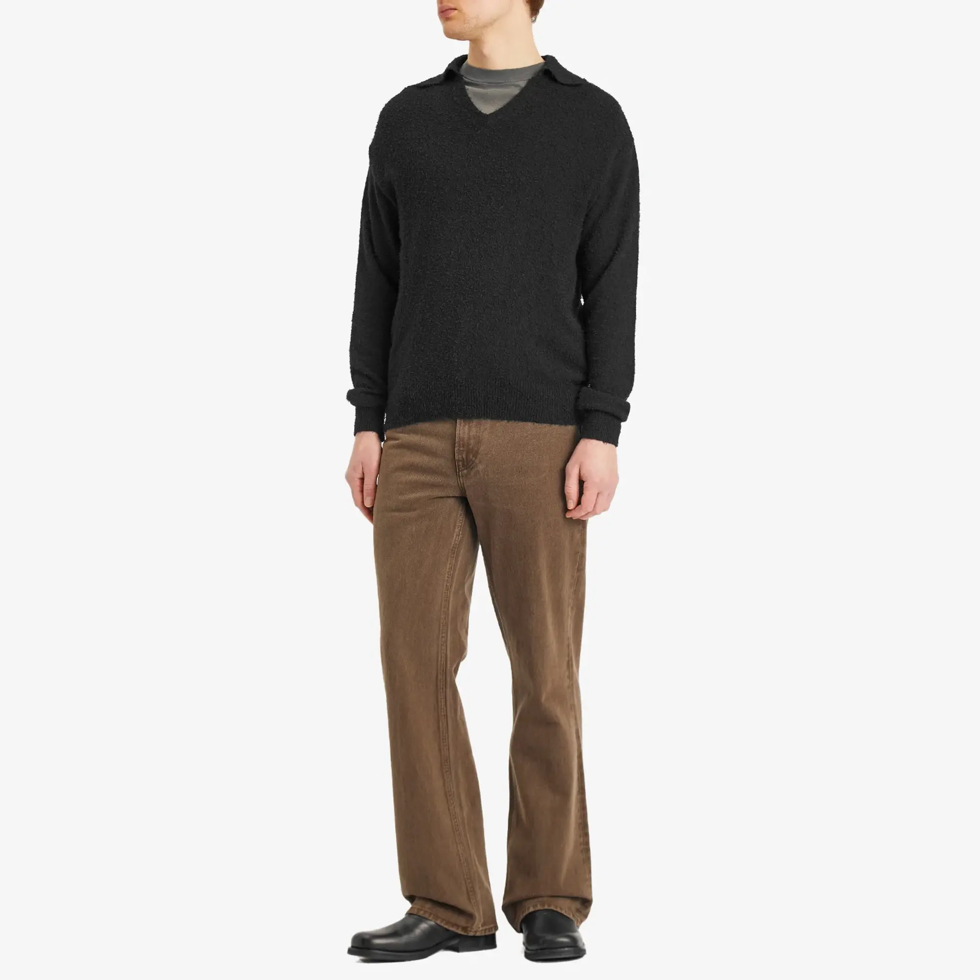 mfpen Men's Knit Polo Shirt Black Snug