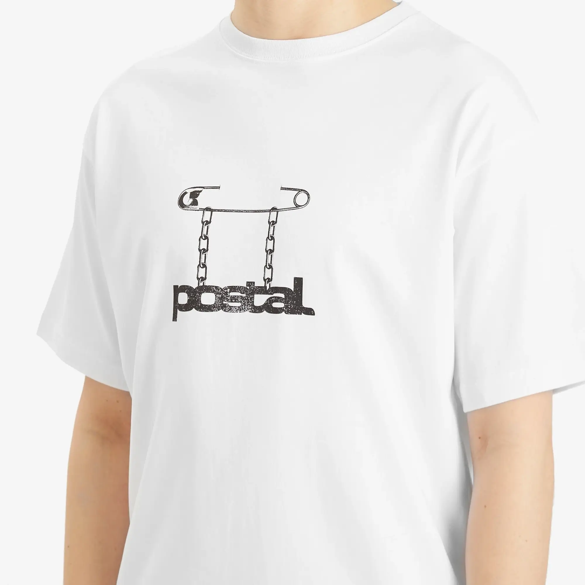 POSTAL Men's Safety Pin T-Shirt White