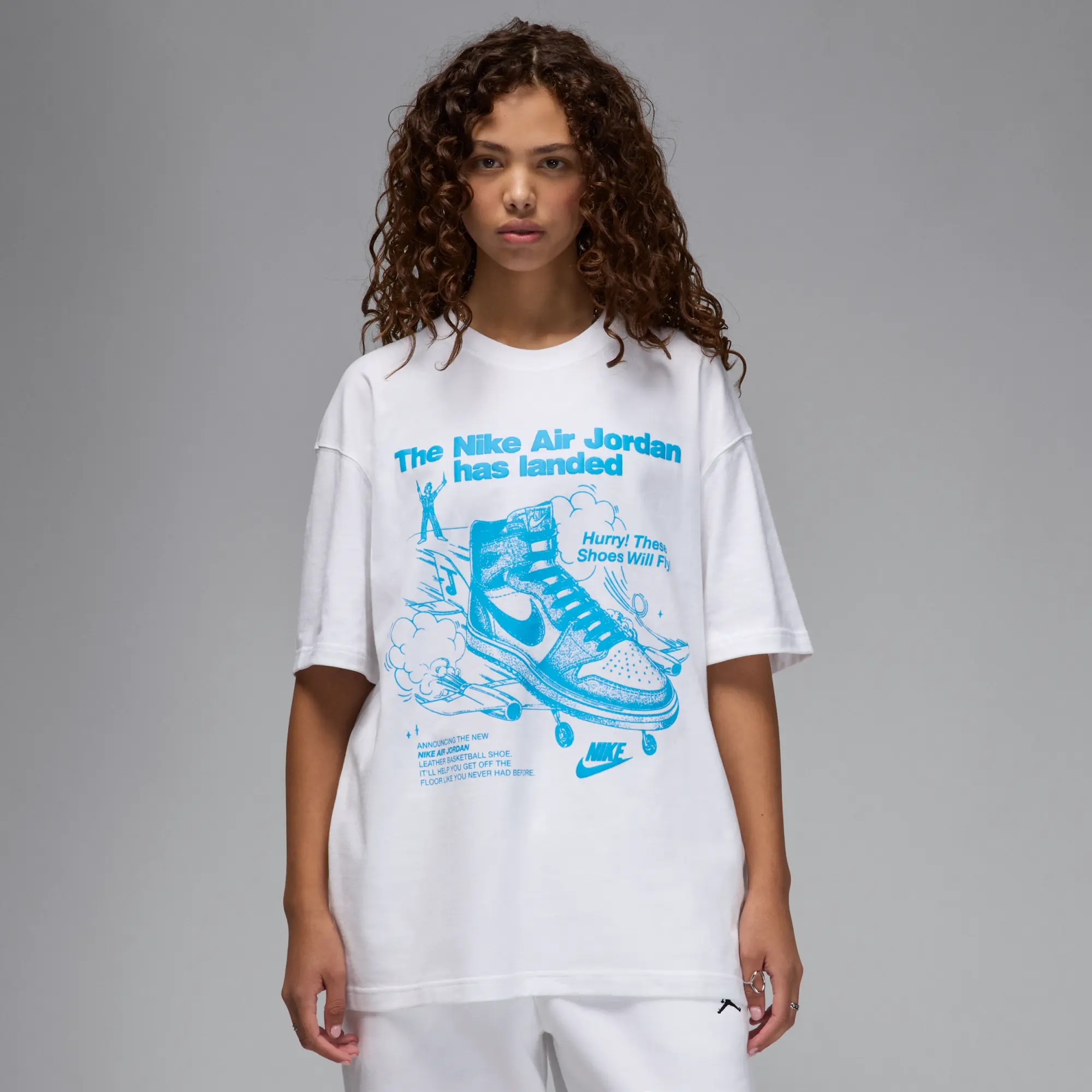 Nike Jordan Women's Oversized Graphic T-Shirt - White - Cotton