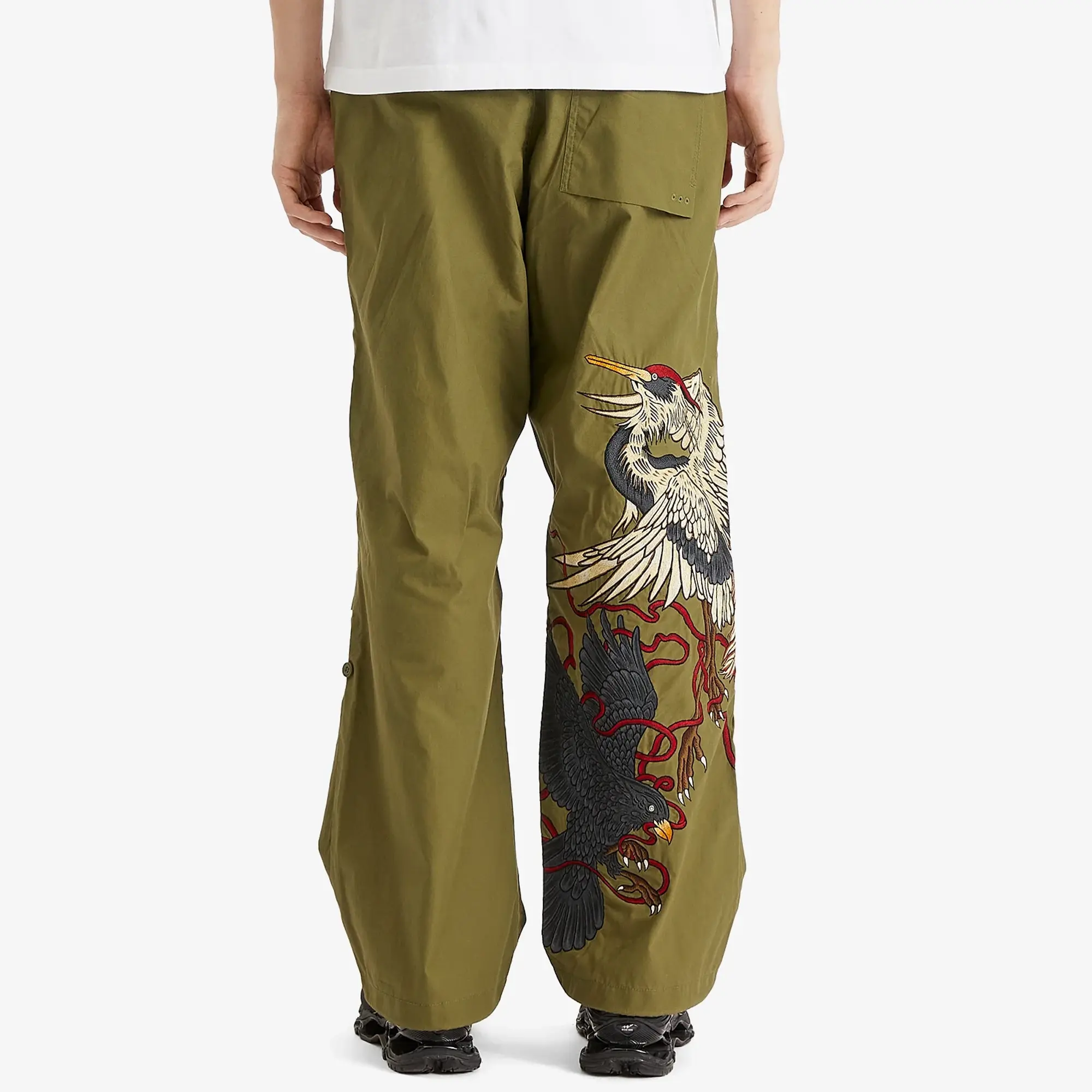 Maharishi Men's Crow & Heron Loose Embroidered Snopants Olive
