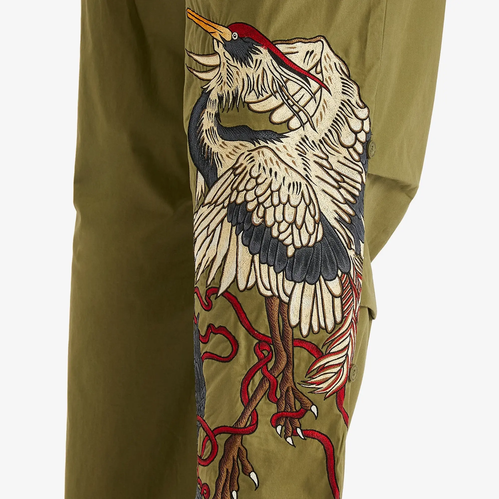 Maharishi Men's Crow & Heron Loose Embroidered Snopants Olive