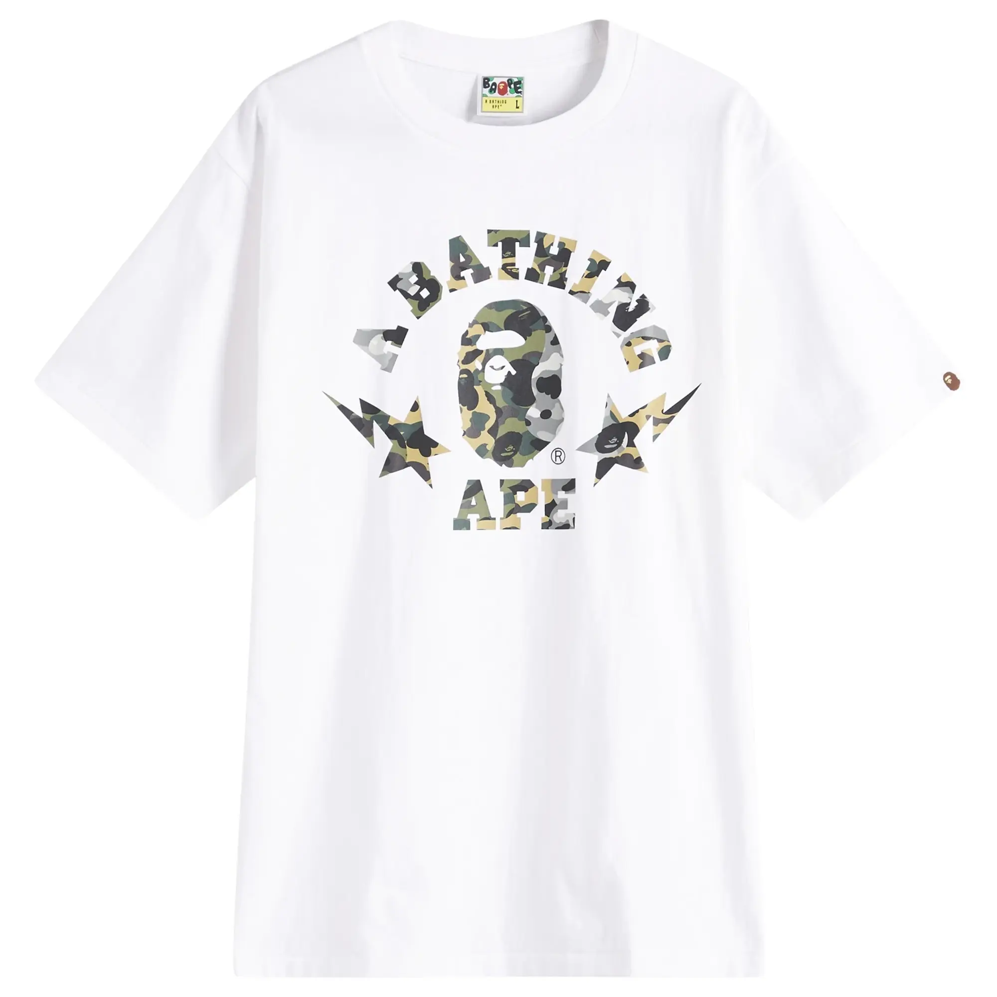 A Bathing Ape Men's 1St Camo Crazy Sta College Tee White