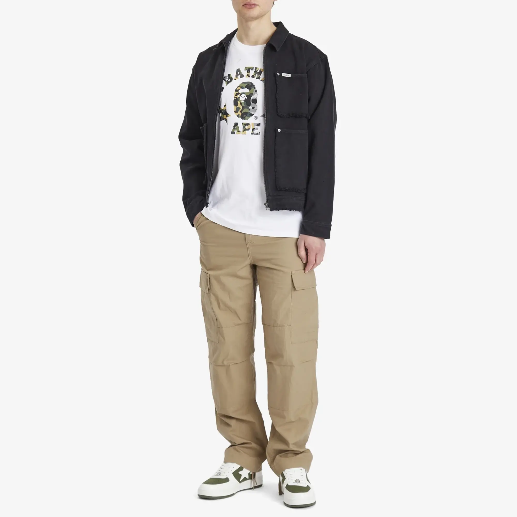 A Bathing Ape Men's 1St Camo Crazy Sta College Tee White