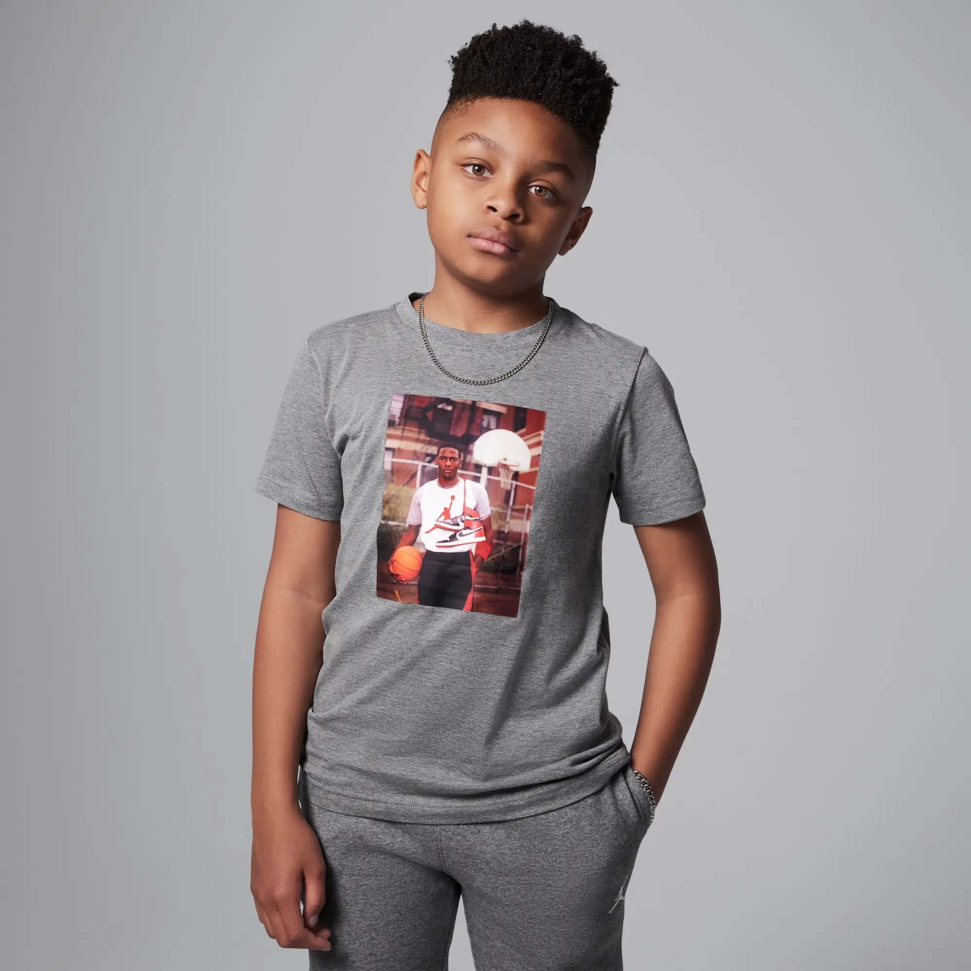 Nike Jordan Older Kids' MJ Photo T-Shirt - Grey