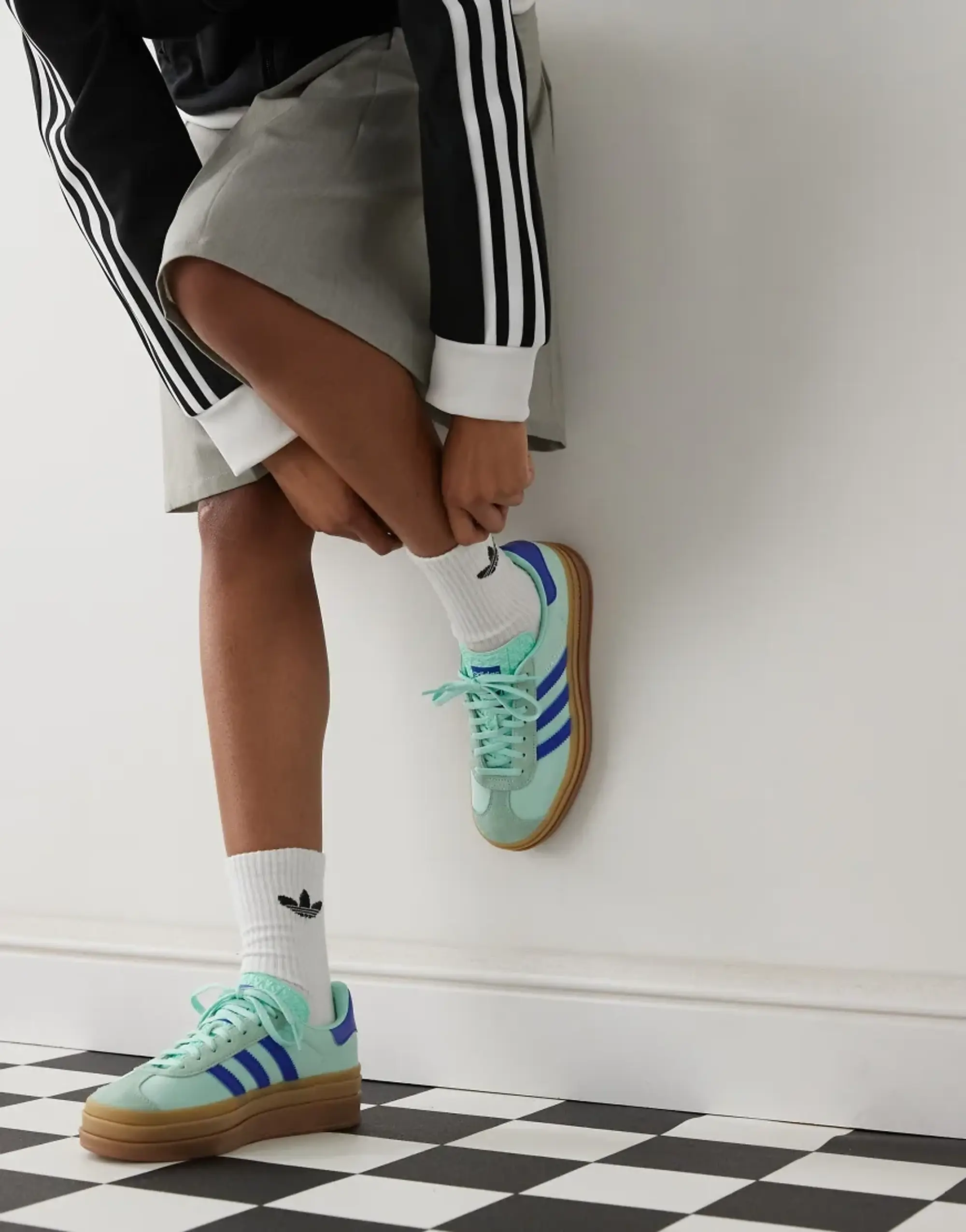 Adidas Originals Gazelle Bold Platform Trainers In Mint And Blue
