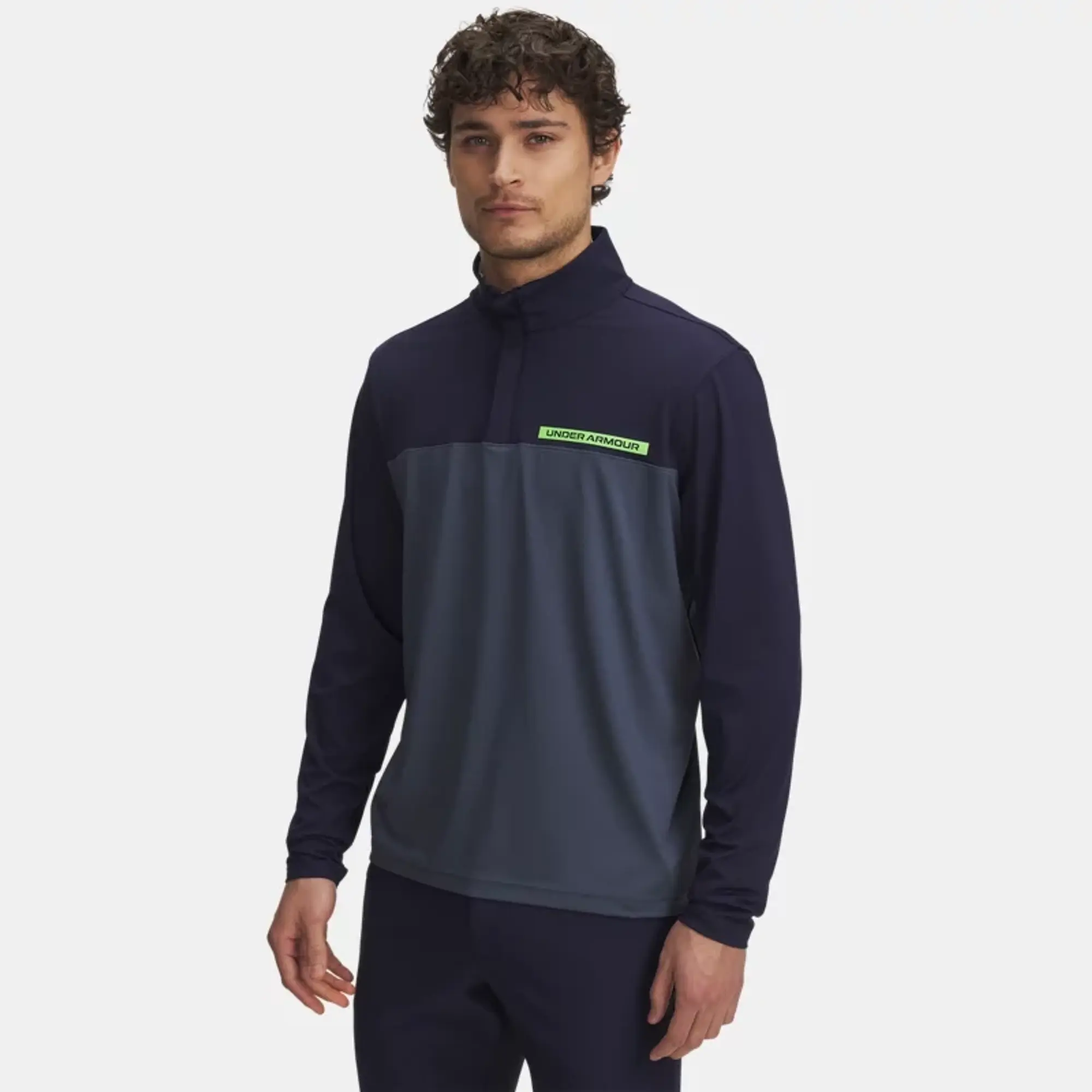Men's  Under Armour  Tee To Green ¼ Zip Midnight Navy / Downpour Gray / Cyber Green 3XL