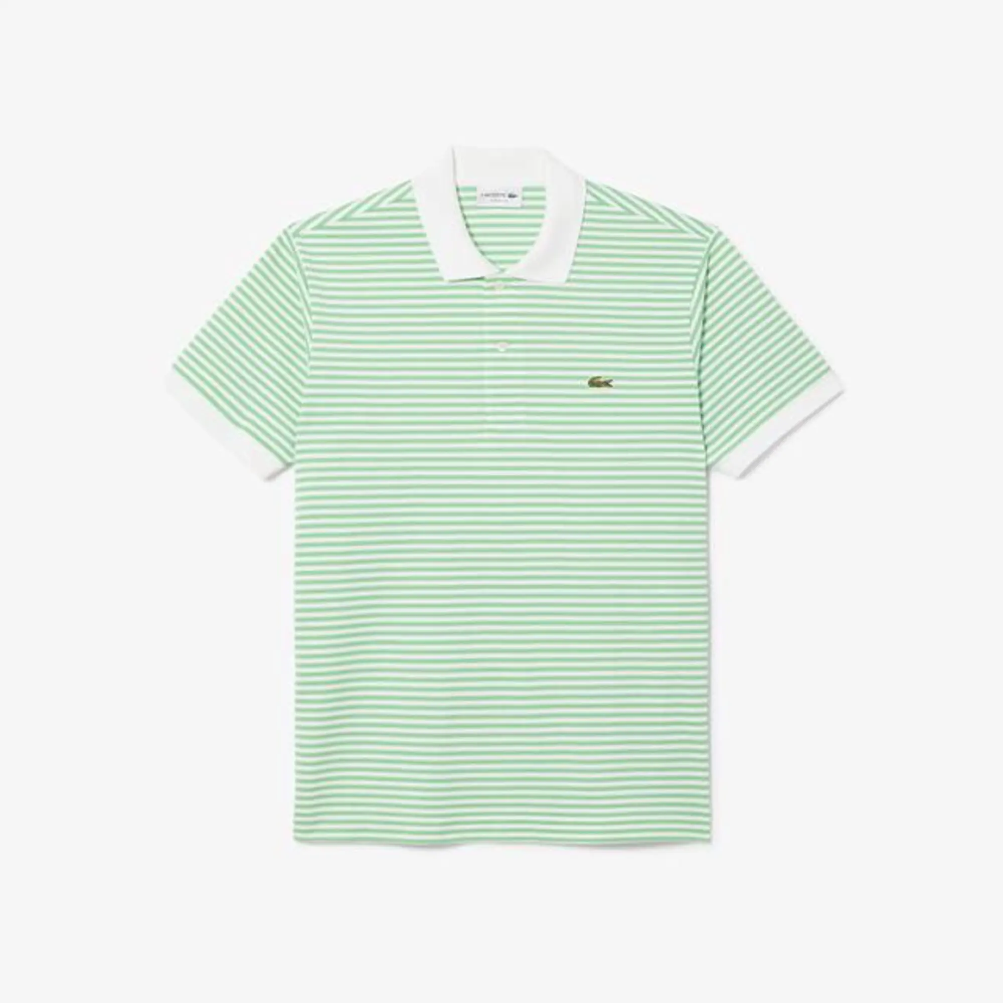 Lacoste Classic Fit L.12.12 Striped Petit Piqué Polo Shirt - White / Green