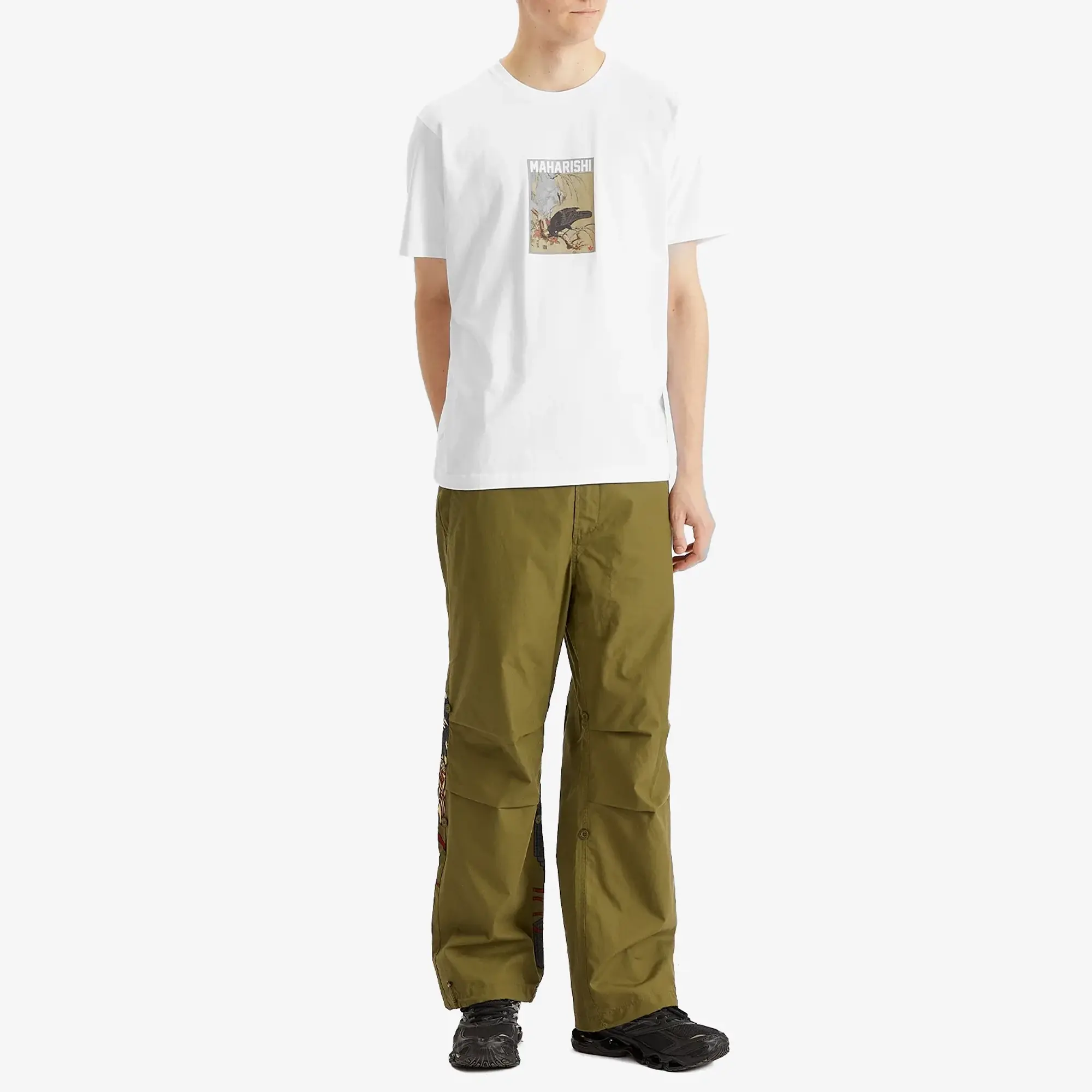 Maharishi Men's Black Crow White Heron T-Shirt