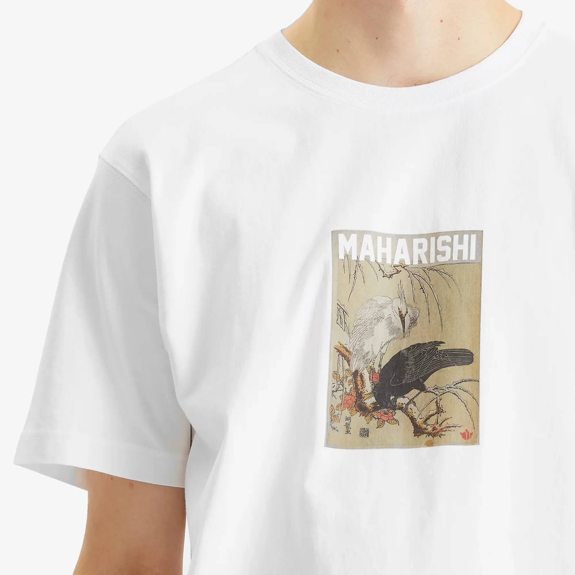 Maharishi Men's Black Crow White Heron T-Shirt
