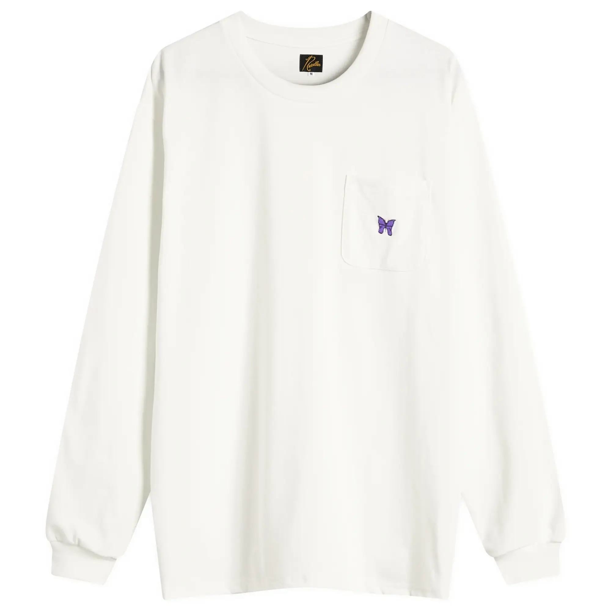 Needles Men's Papillion Long Sleeve Pocket T-Shirt White