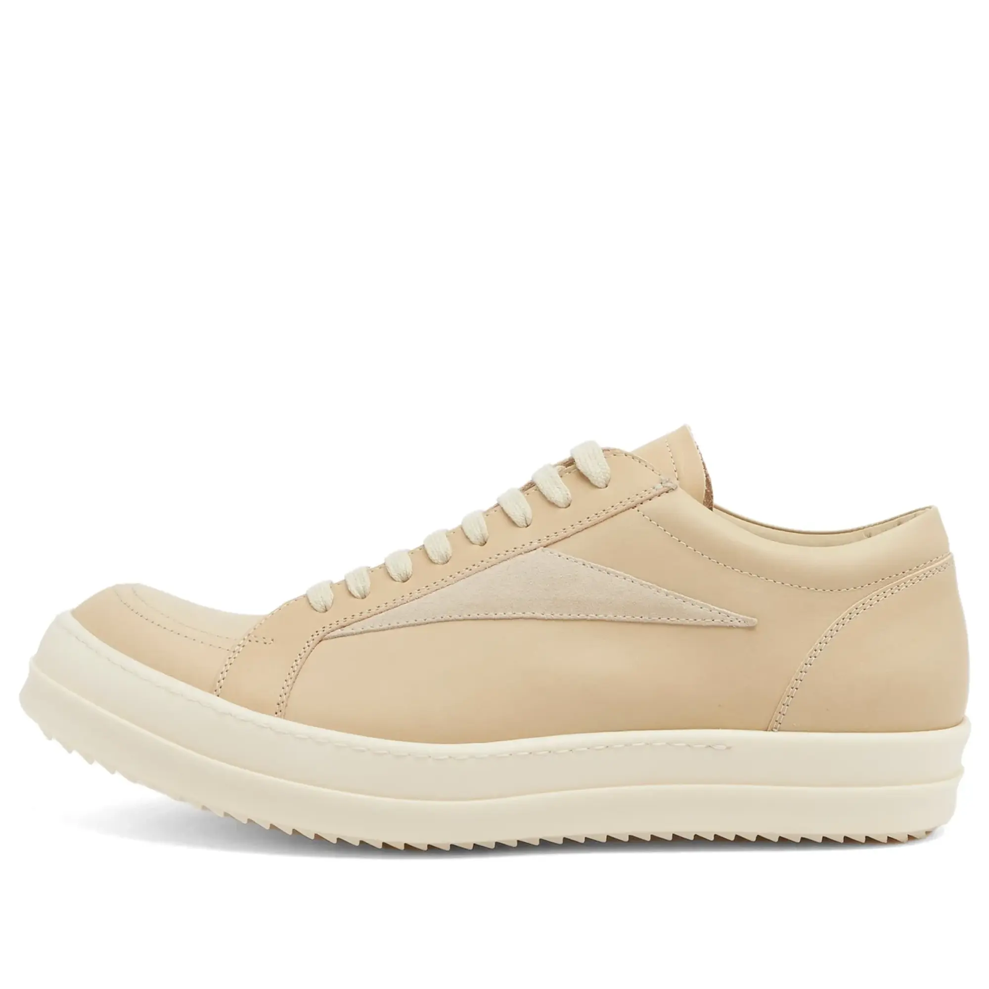 Rick Owens Men's Leather Vintage Sneaks Parchment/Milk/Milk
