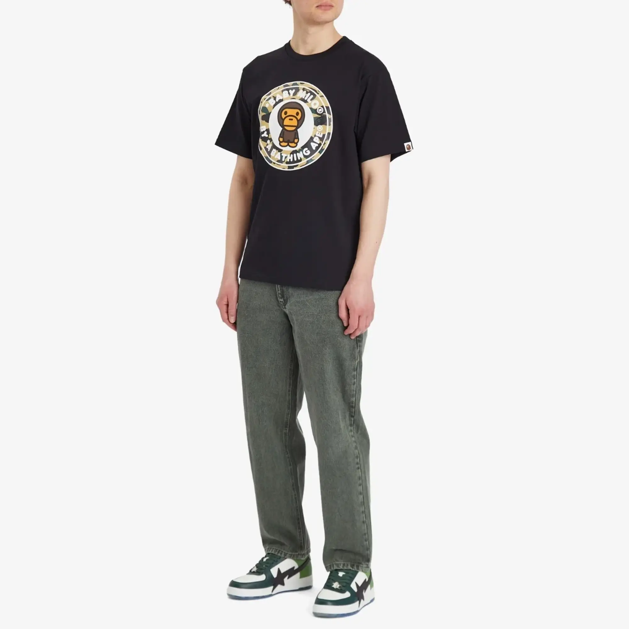 A Bathing Ape Men's 1St Camoilo Busy Works Tee Black X Yellow